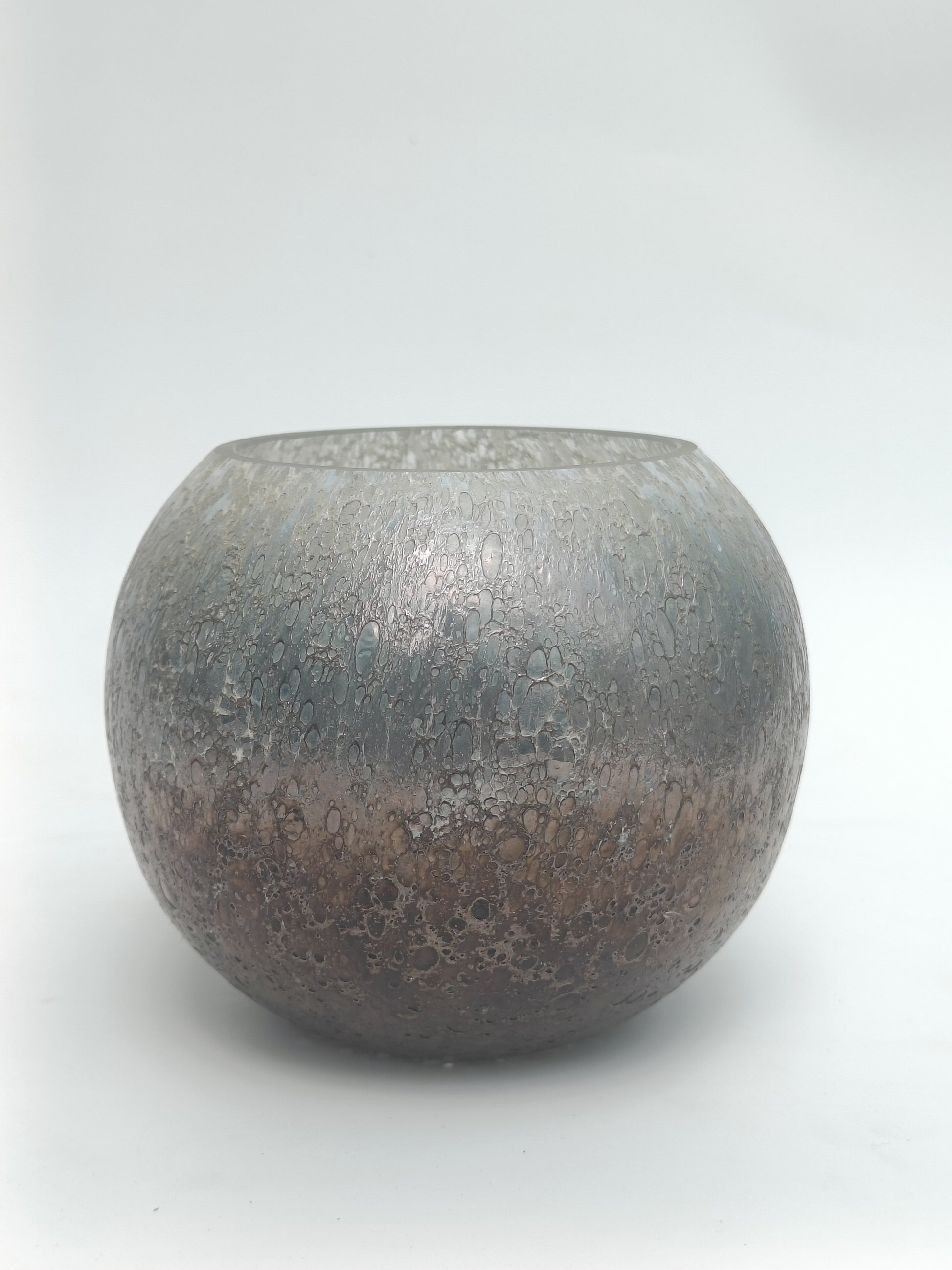 Smoky Quartz Bubble Glass Candle Holder – Handcrafted Elegance