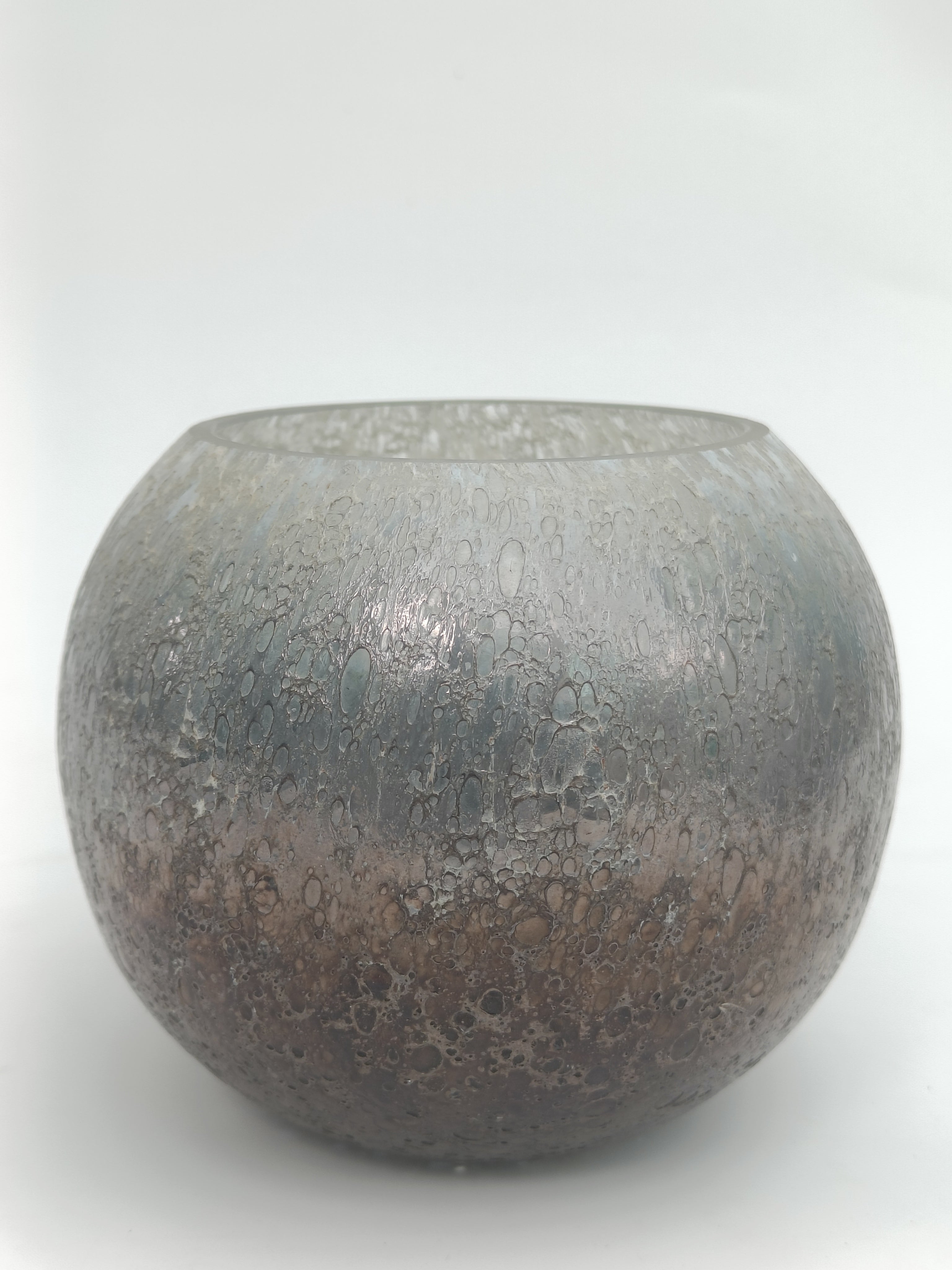 Smoky Quartz Bubble Glass Candle Holder – Handcrafted Elegance