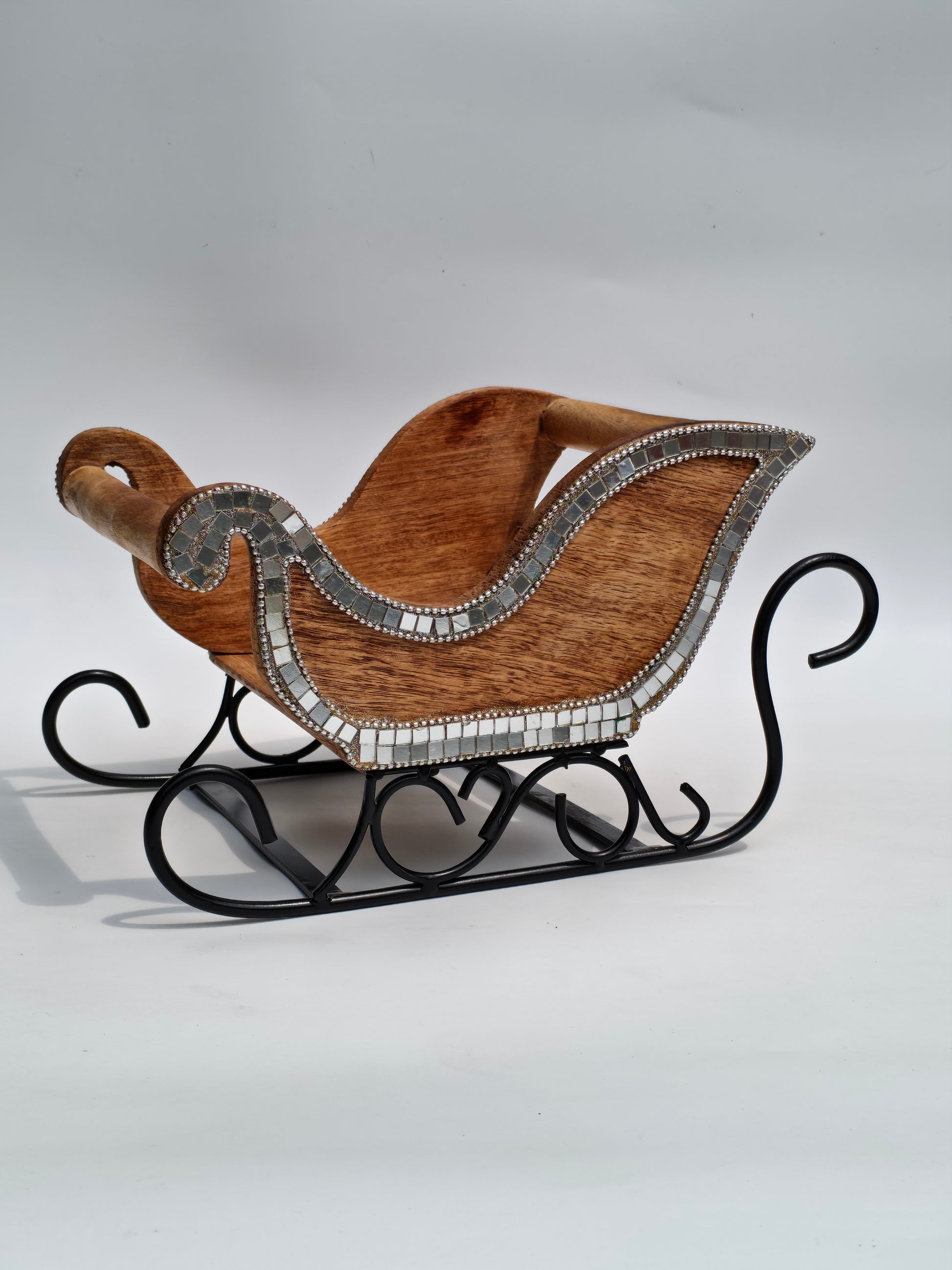 Handcrafted Wooden & Mosaic Sleigh Decor