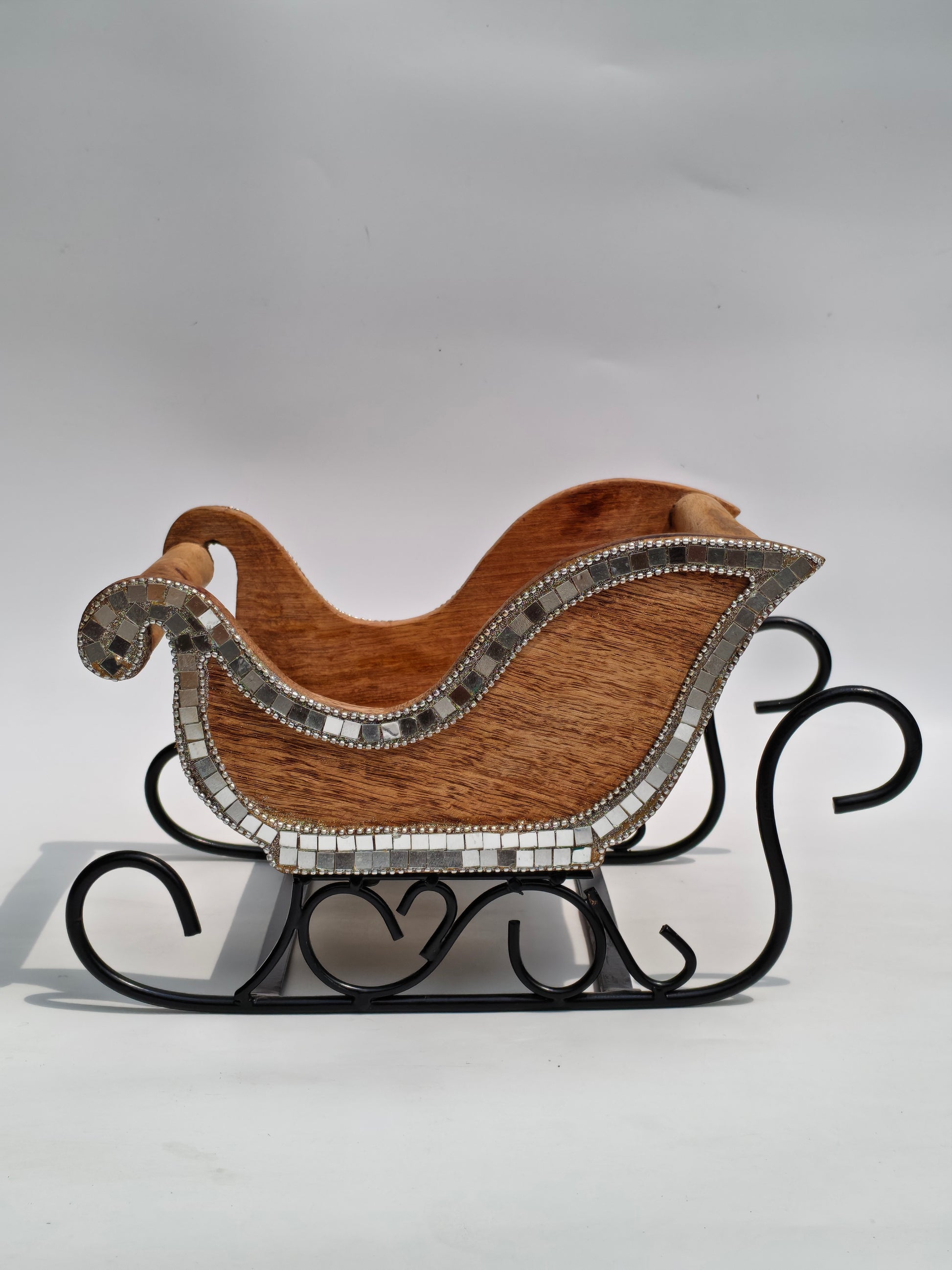 Handcrafted Wooden & Mosaic Sleigh Decor