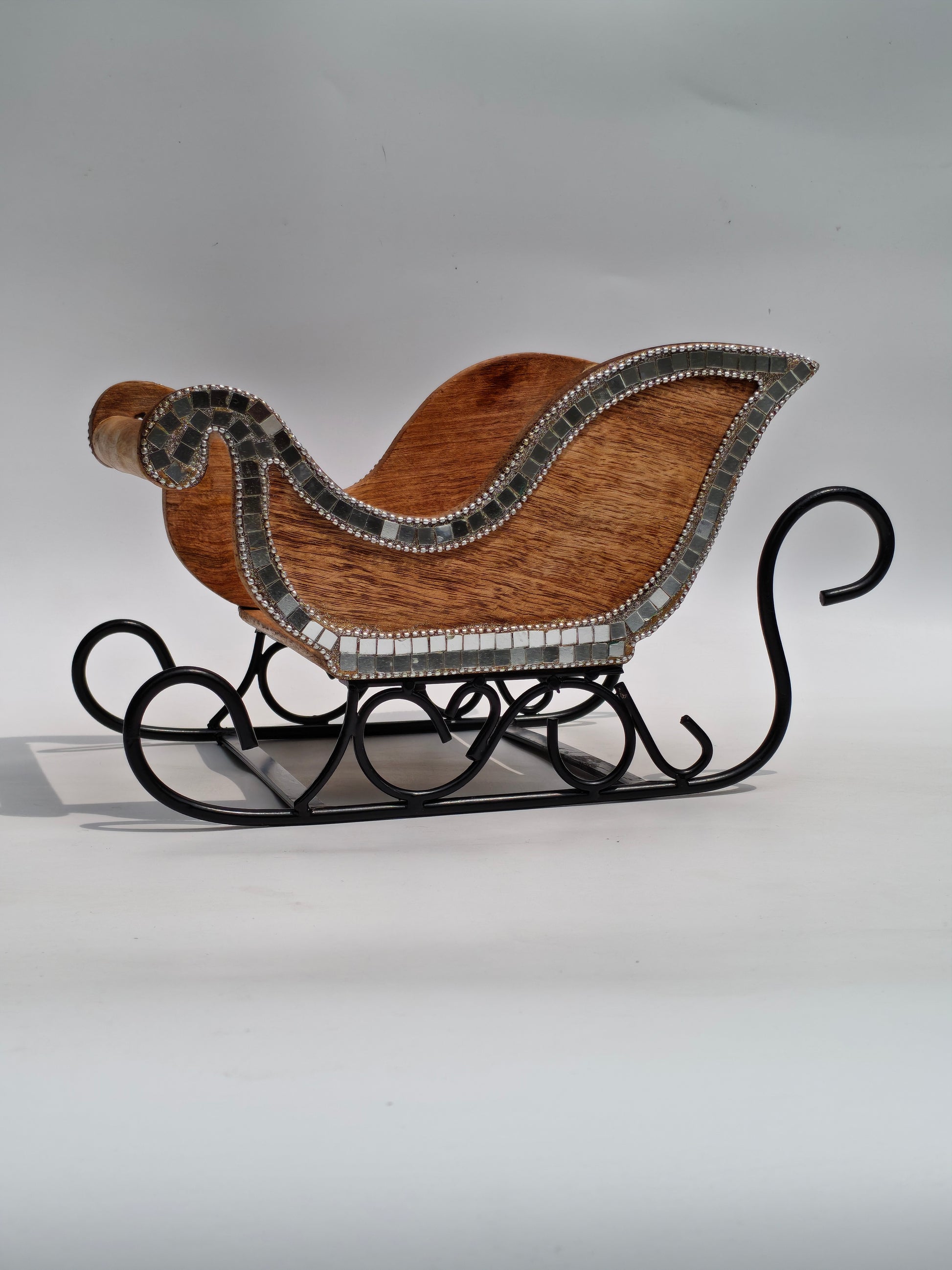 Handcrafted Wooden & Mosaic Sleigh Decor