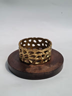 Wooden Decorative Pedestal with Gold Metal Base