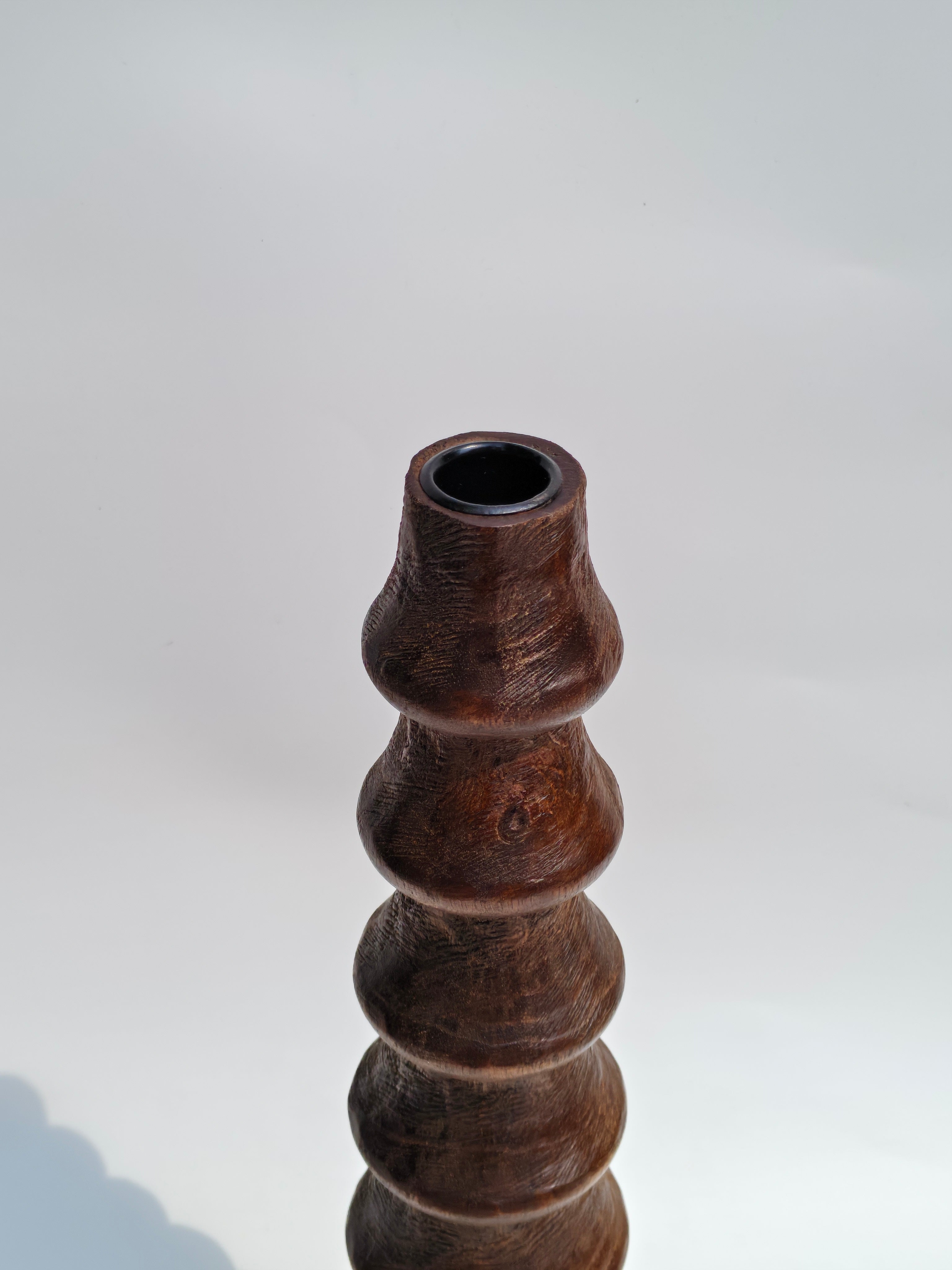 Hand-Carved Wooden Spiral Taper Candle Holder – 40cm | Natural Brown Finish
