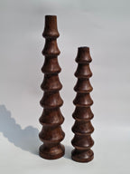 Hand-Carved Wooden Spiral Taper Candle Holder