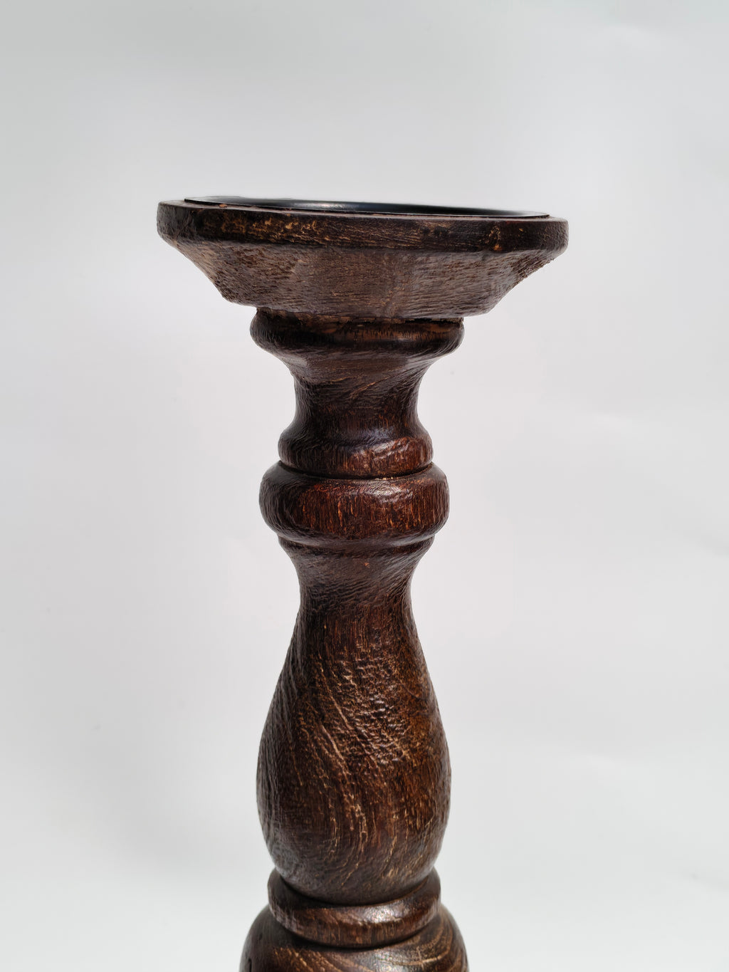 Tall Hand-Turned Wooden Pillar Candle Holder – 45.5cm | Classic Rustic Finish