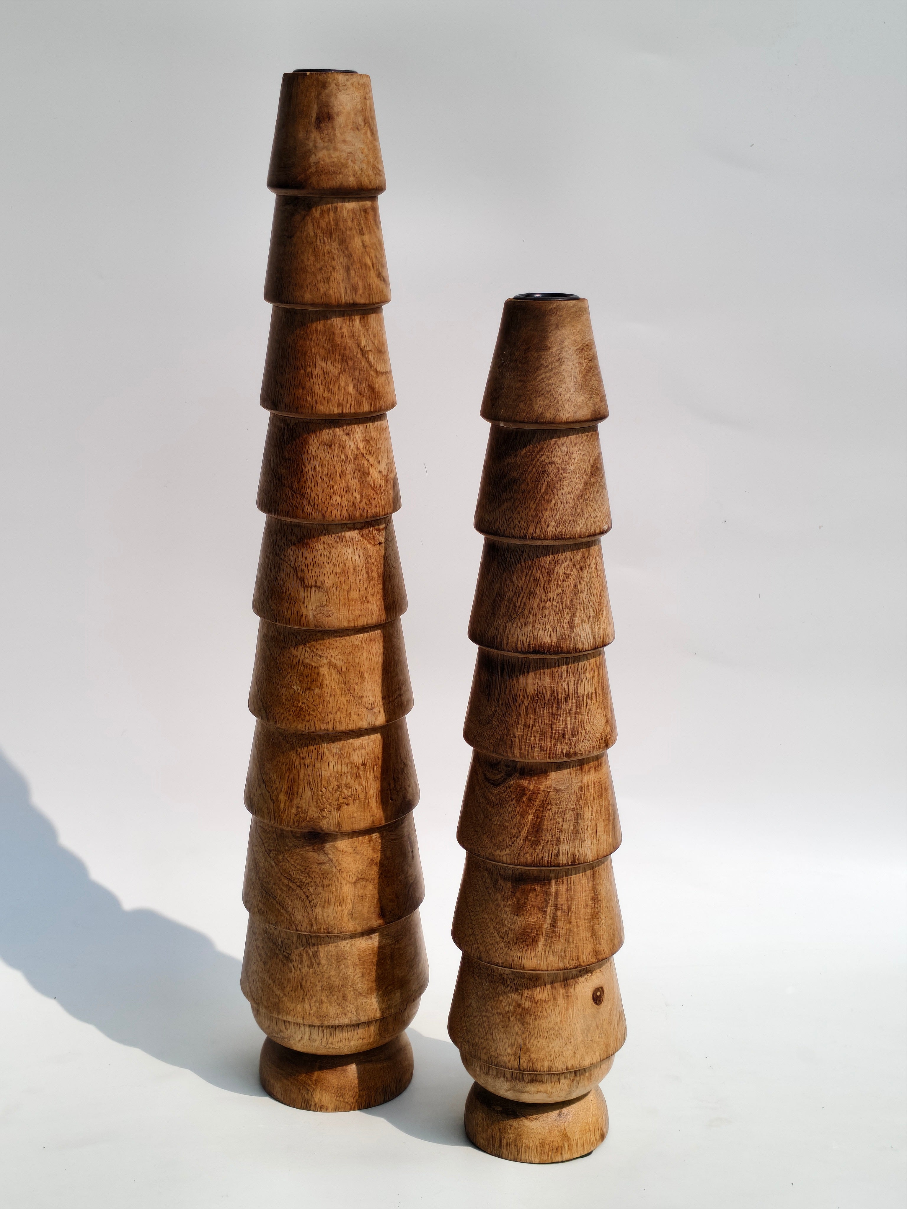 Handcrafted Wooden Spiral Vase – Rustic Modern Accent Décor