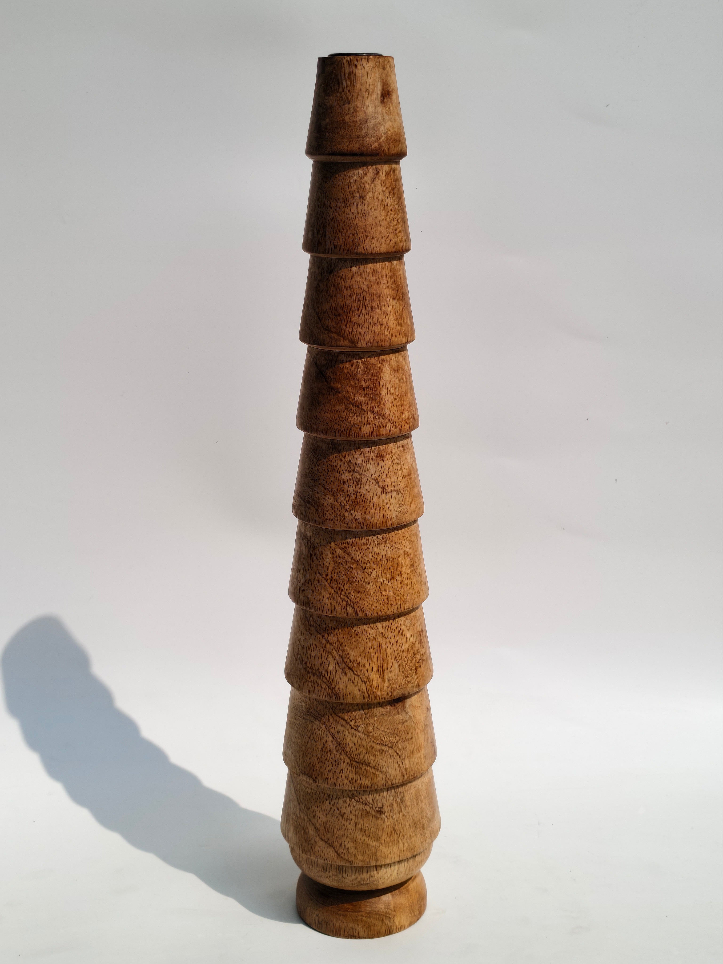 Handcrafted Wooden Spiral Vase – Rustic Modern Accent Décor
