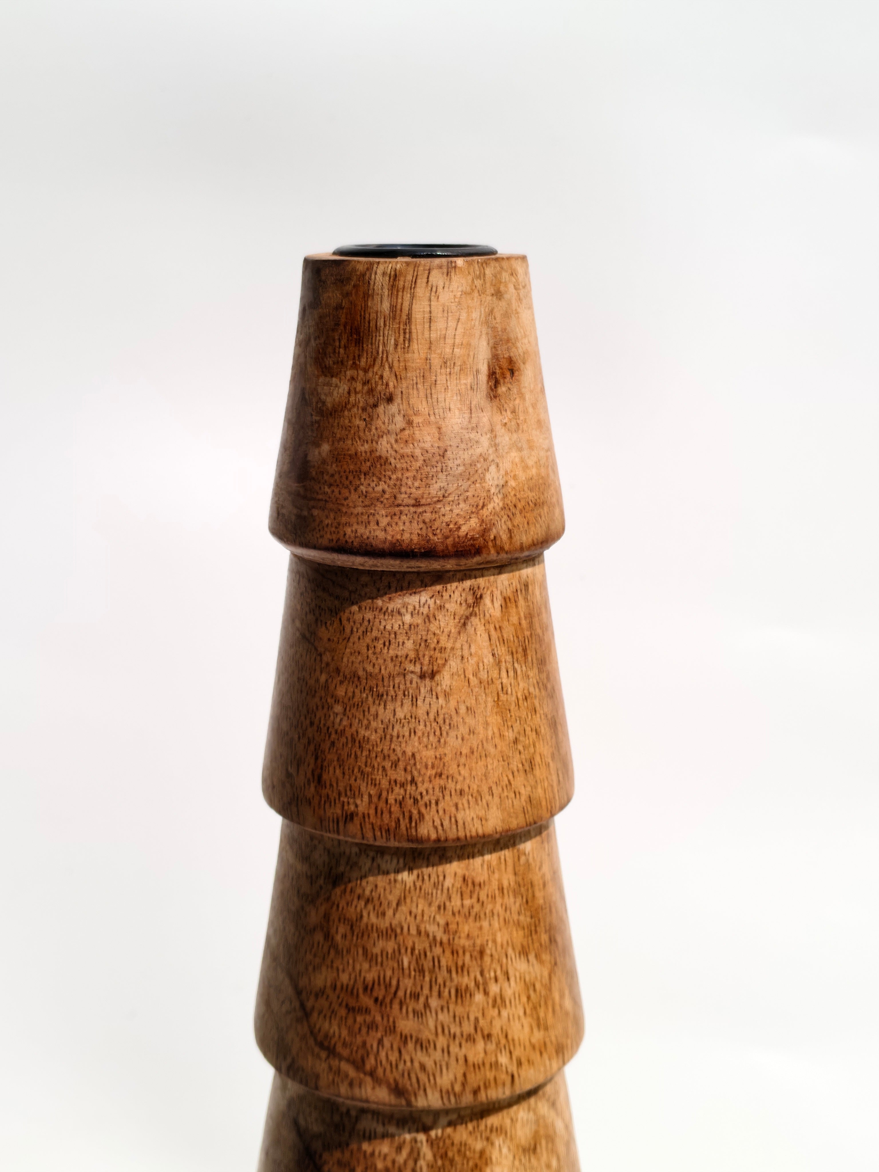 Handcrafted Wooden Spiral Vase – Rustic Modern Accent Décor