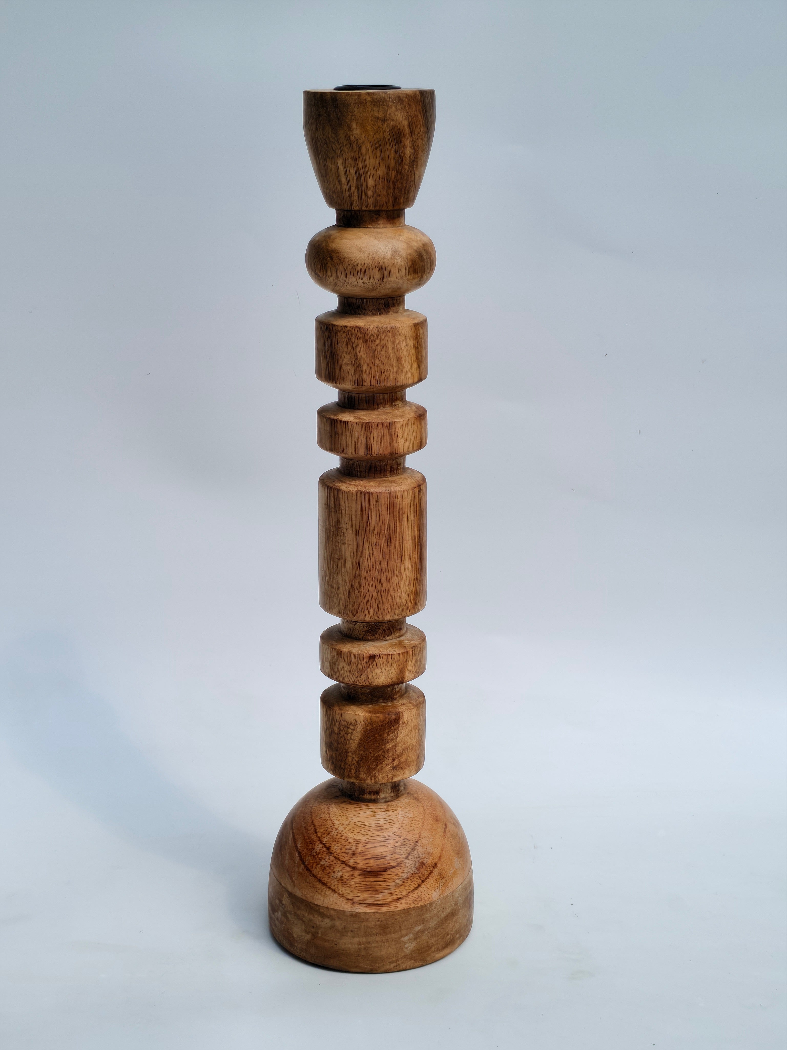 Geometric Wooden Candle Holder – Handcrafted Rustic Charm