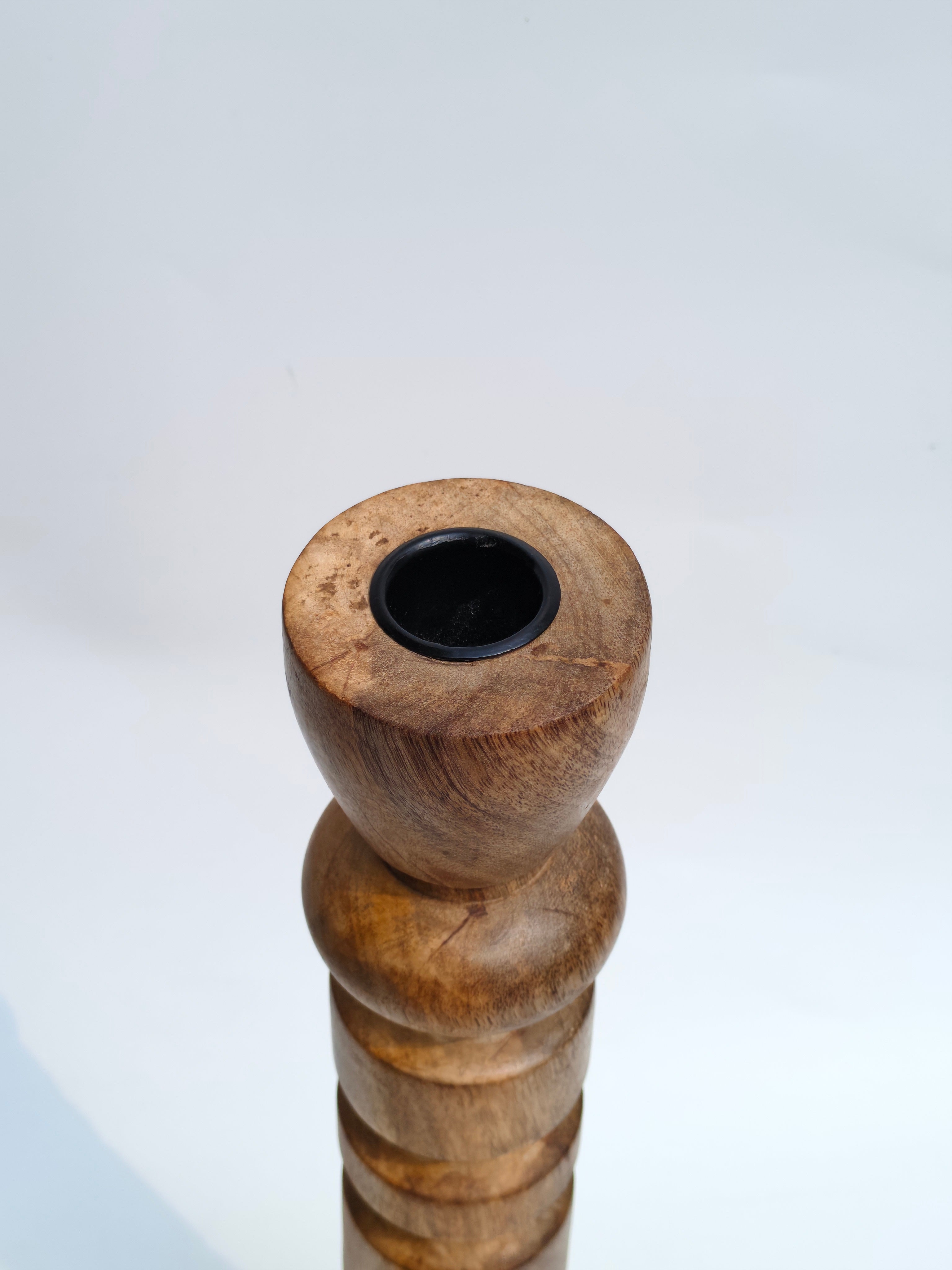 Geometric Wooden Candle Holder – Handcrafted Rustic Charm