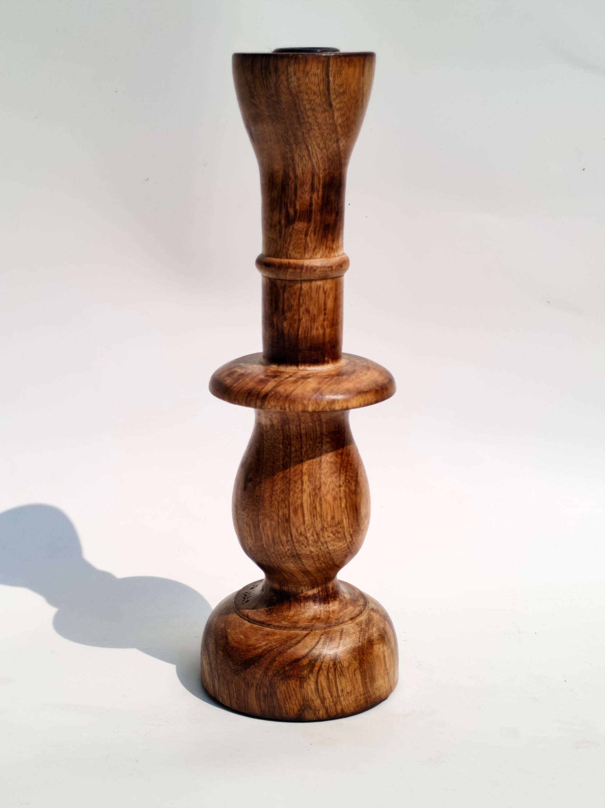 Classic Curved Wooden Candle Holder – Handcrafted Home Accent