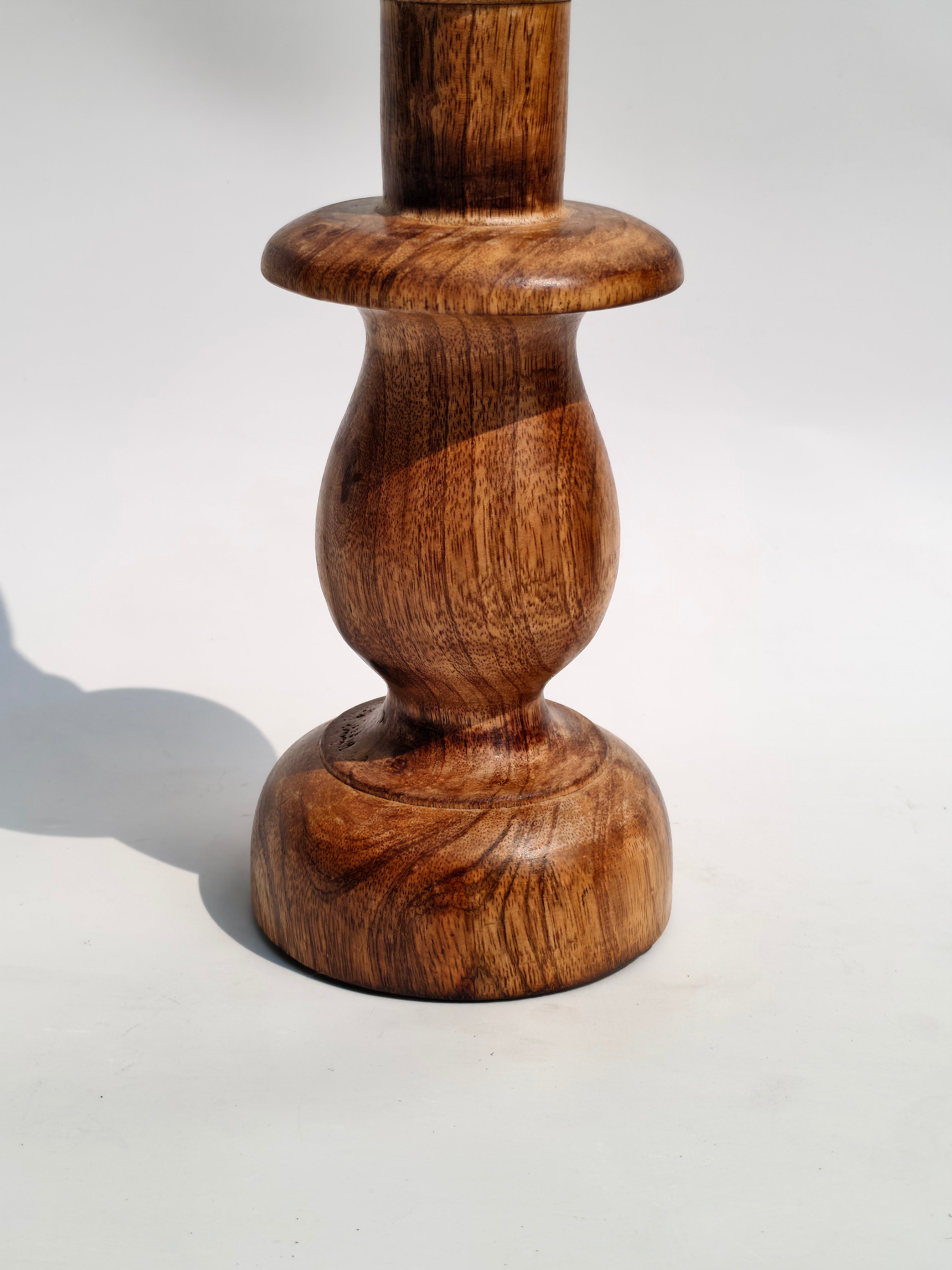 Classic Curved Wooden Candle Holder – Handcrafted Home Accent