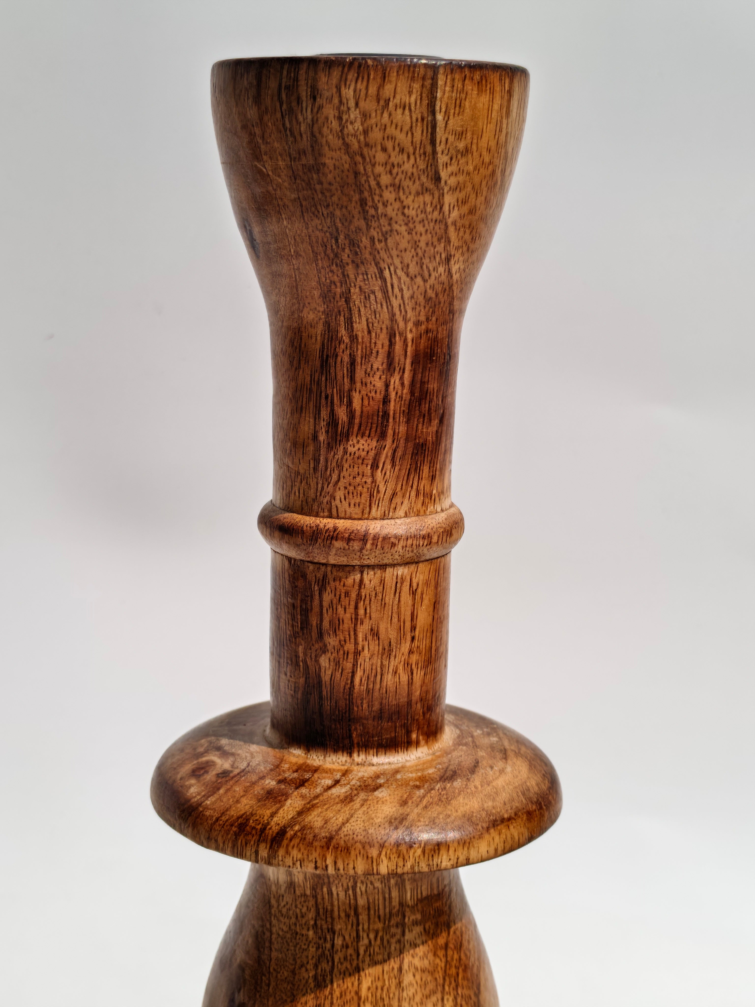 Classic Curved Wooden Candle Holder – Handcrafted Home Accent