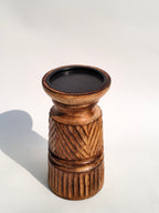 Carved Wooden Candle Holder