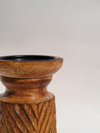 Carved Wooden Candle Holder