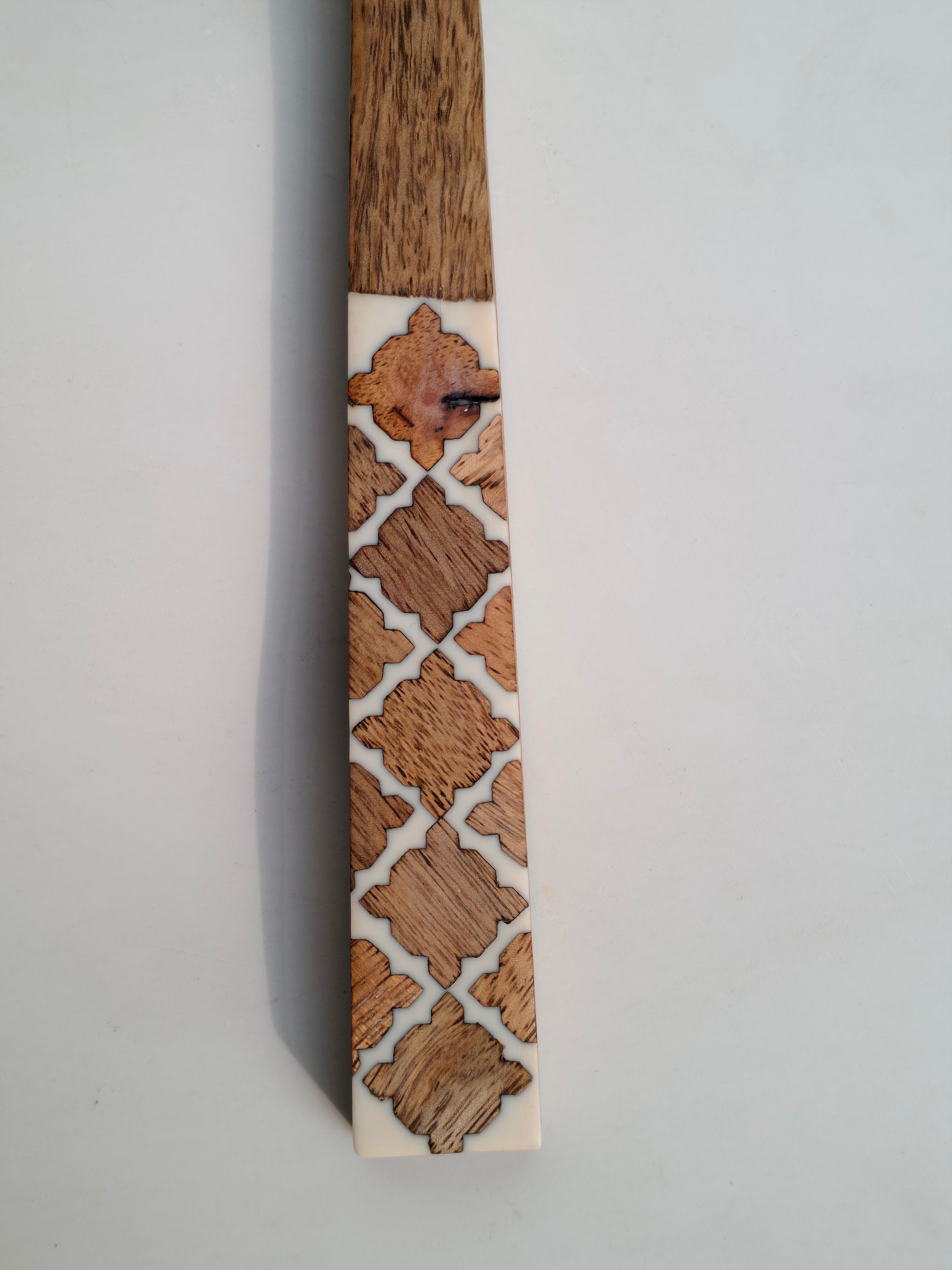 Handcrafted Wooden Salad Server Spoon with Mosaic Handle