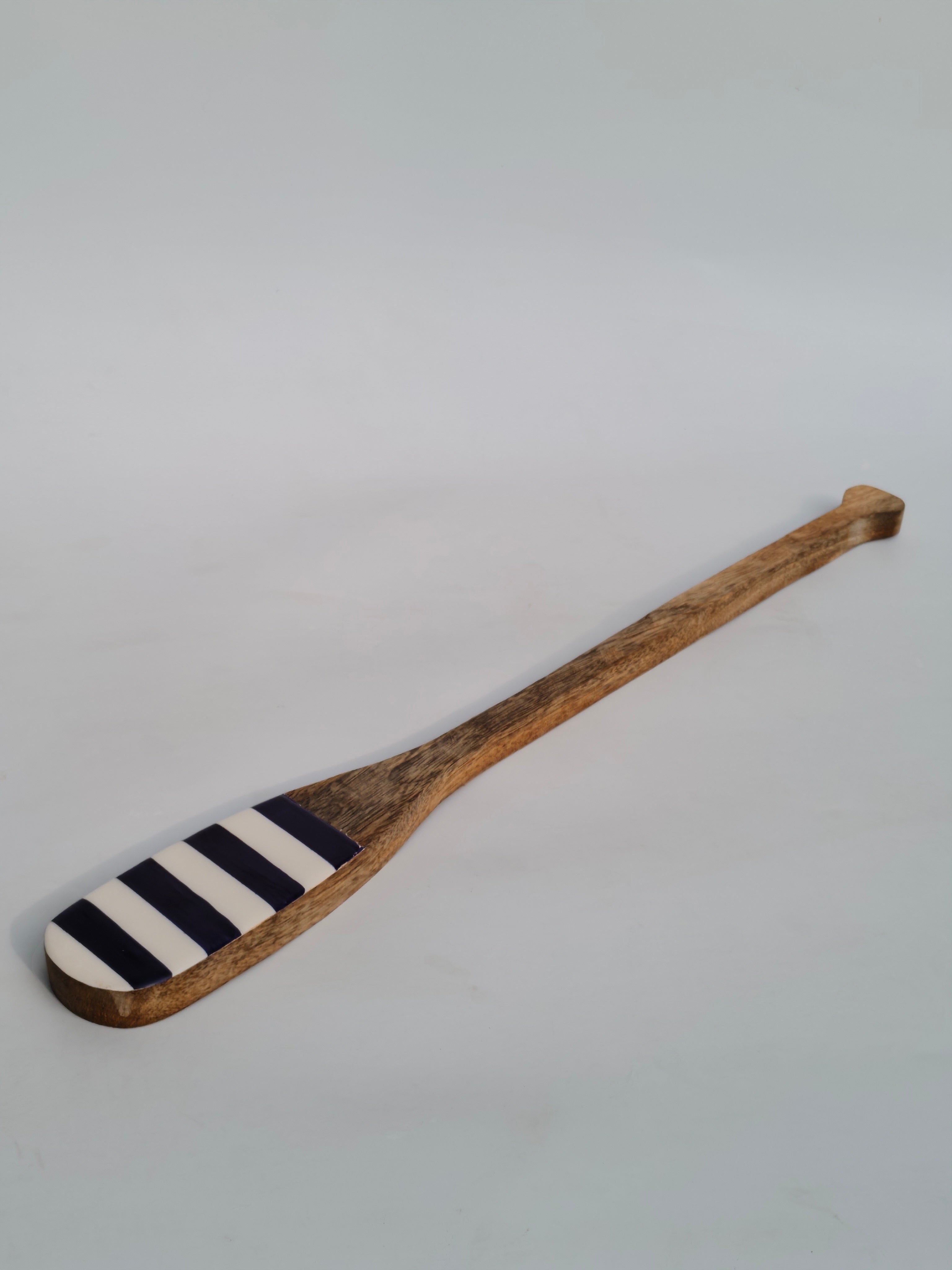 Wooden Spatula with Striped Resin Handle