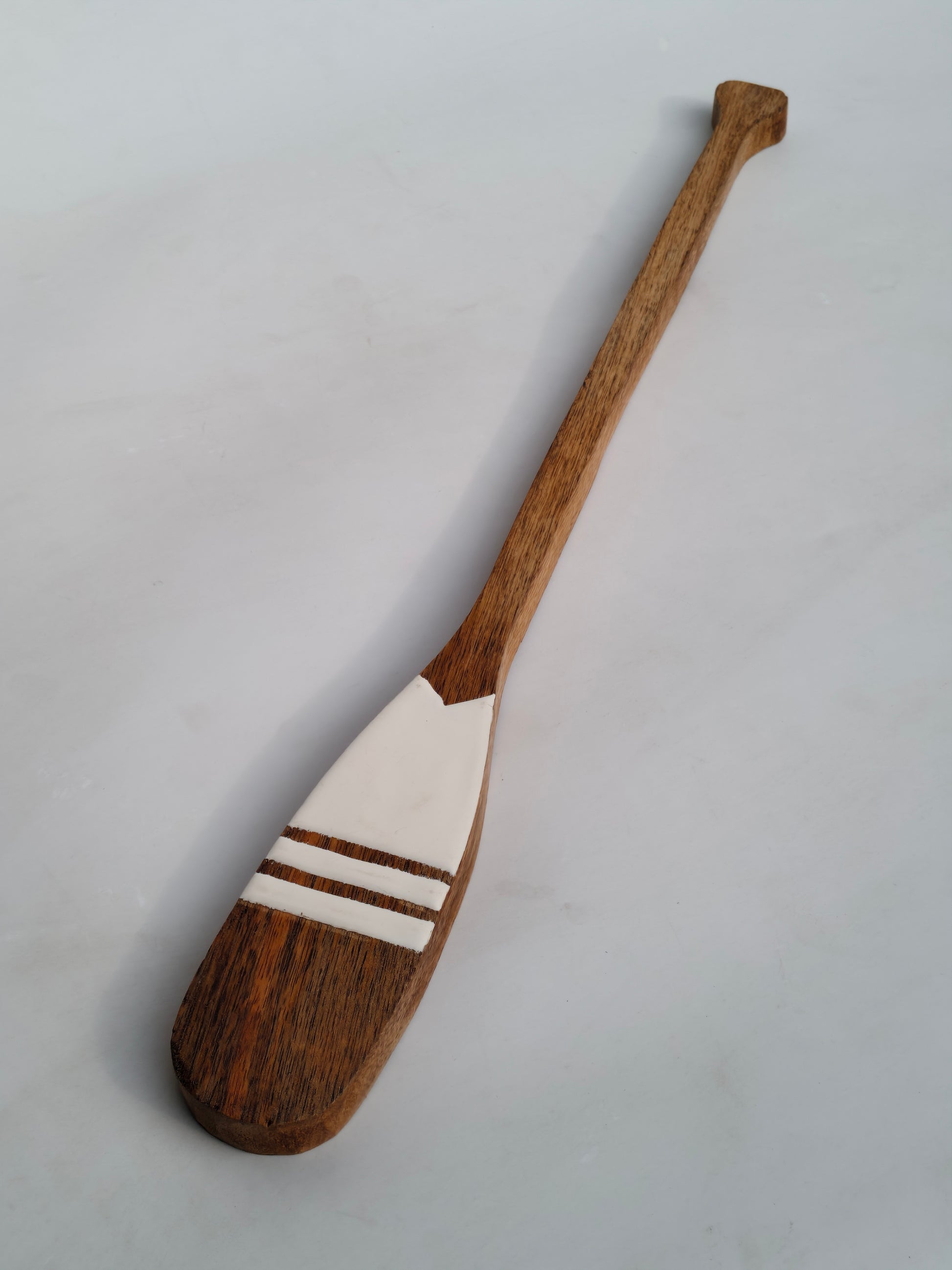 Handcrafted Wooden Spatula with Minimalist White Resin Inlay
