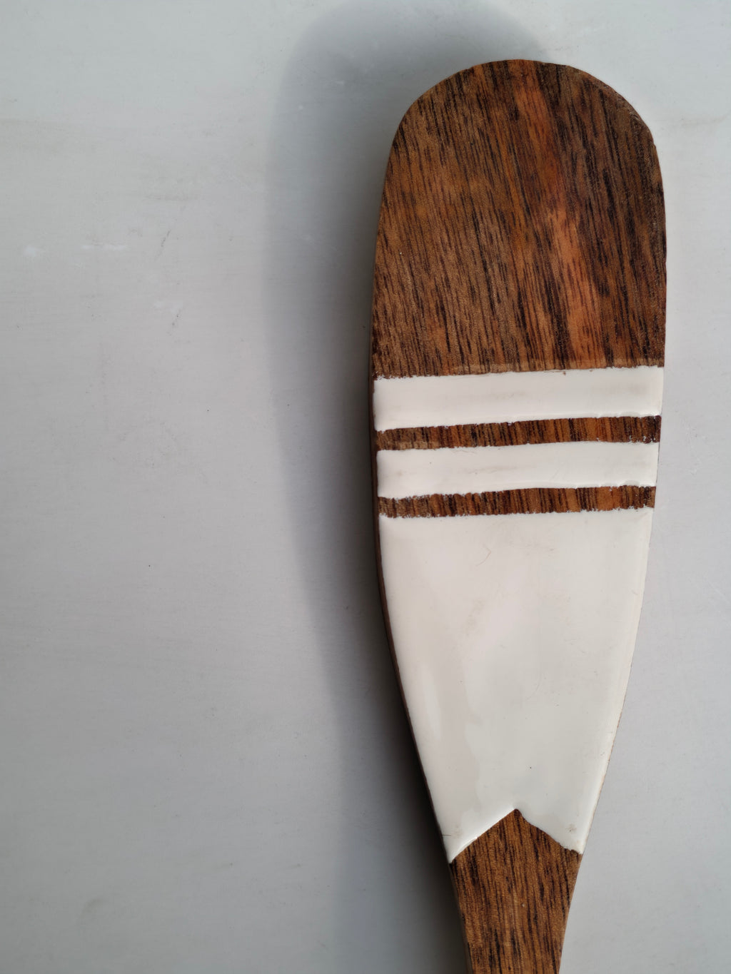 Handcrafted Wooden Spatula with Minimalist White Resin Inlay