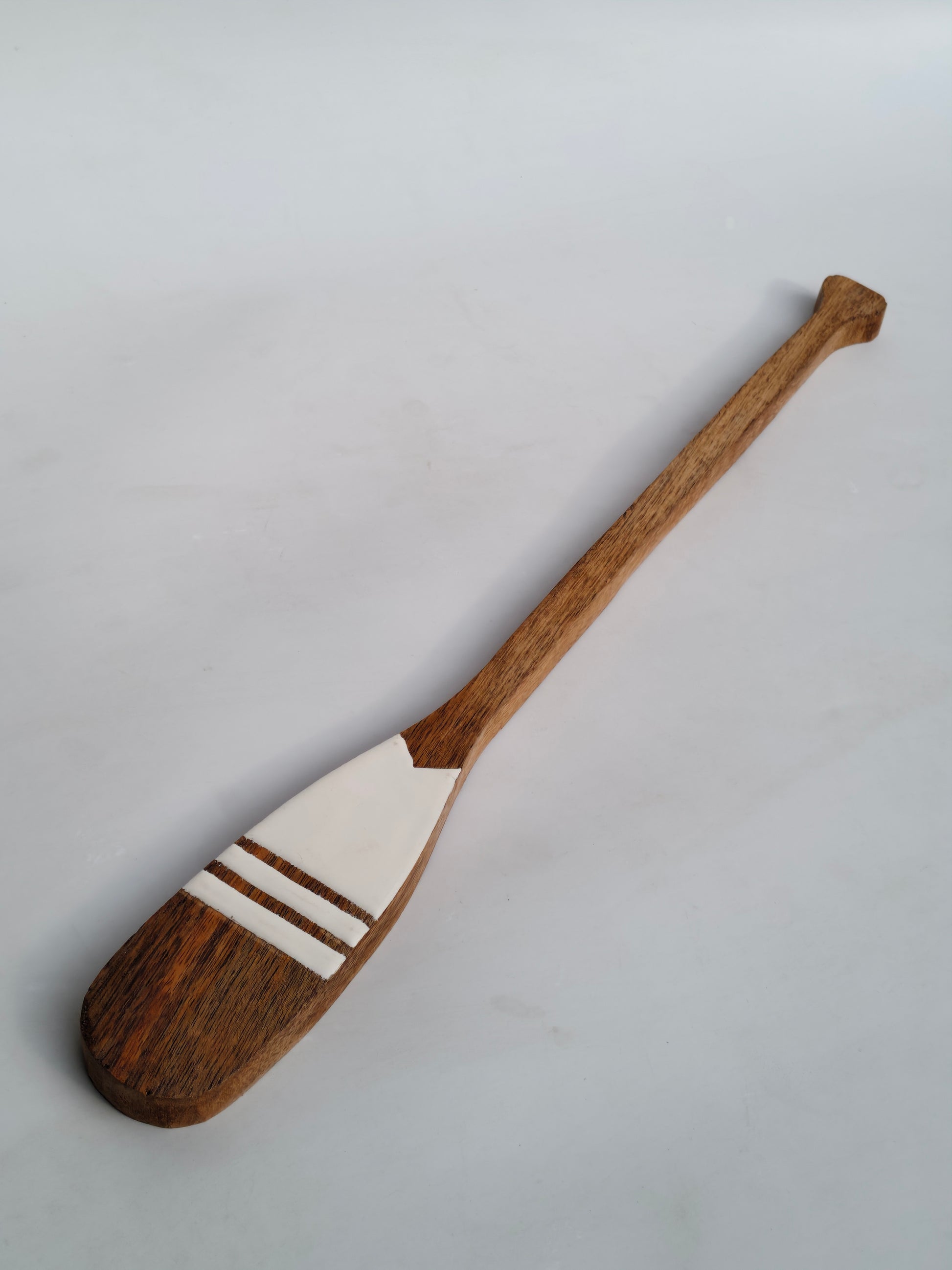 Handcrafted Wooden Spatula with Minimalist White Resin Inlay