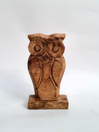 Hand-Carved Wooden Owl Figurine