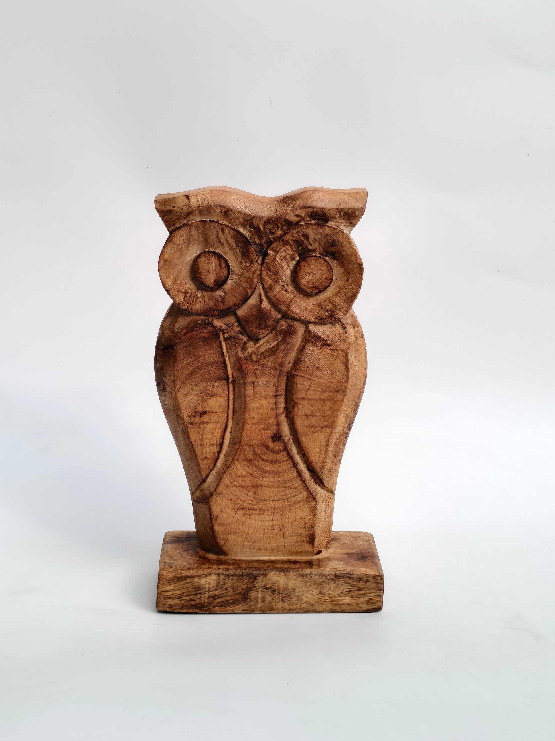 Hand-Carved Wooden Owl Figurine