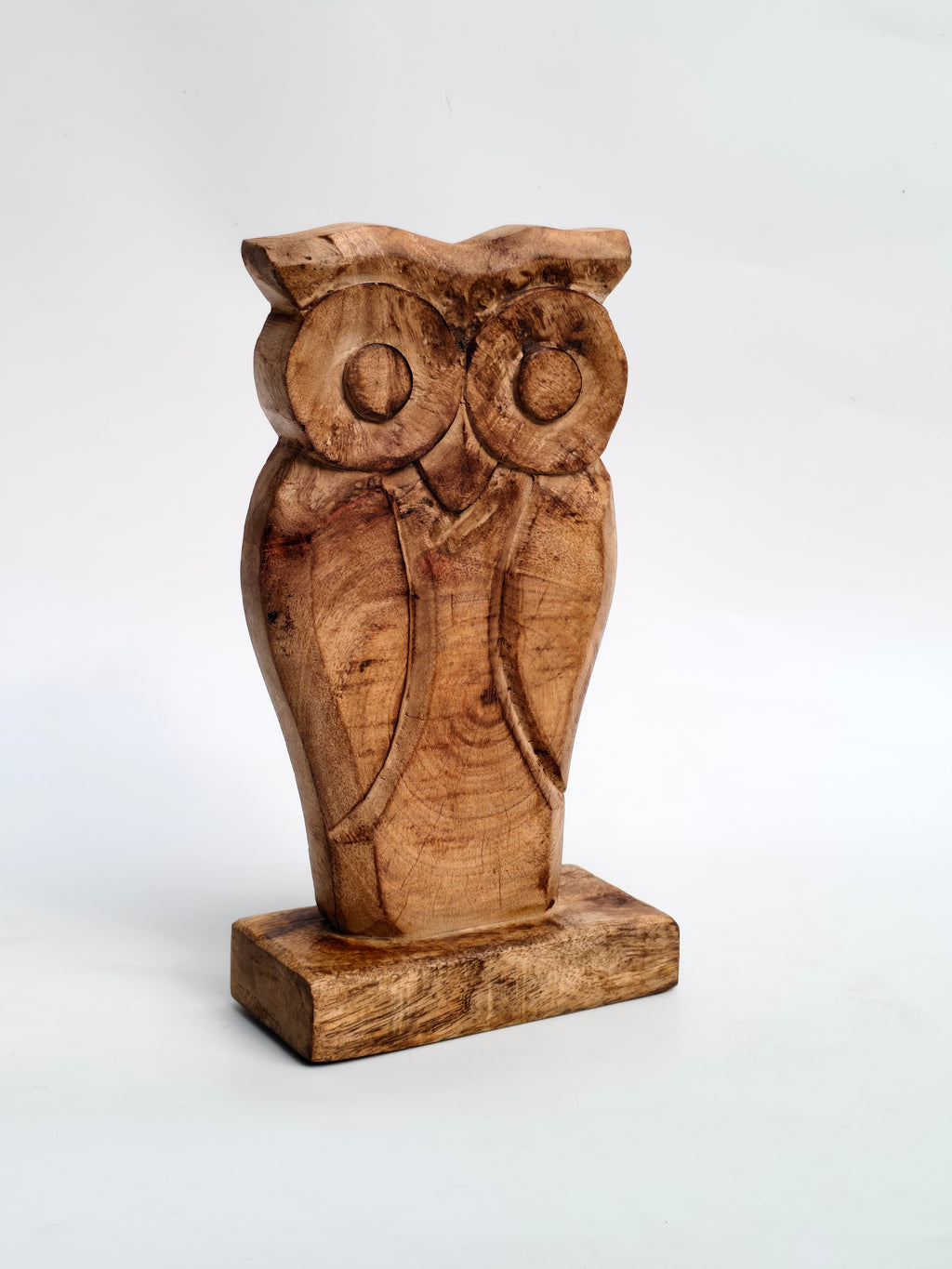 Hand-Carved Wooden Owl Figurine