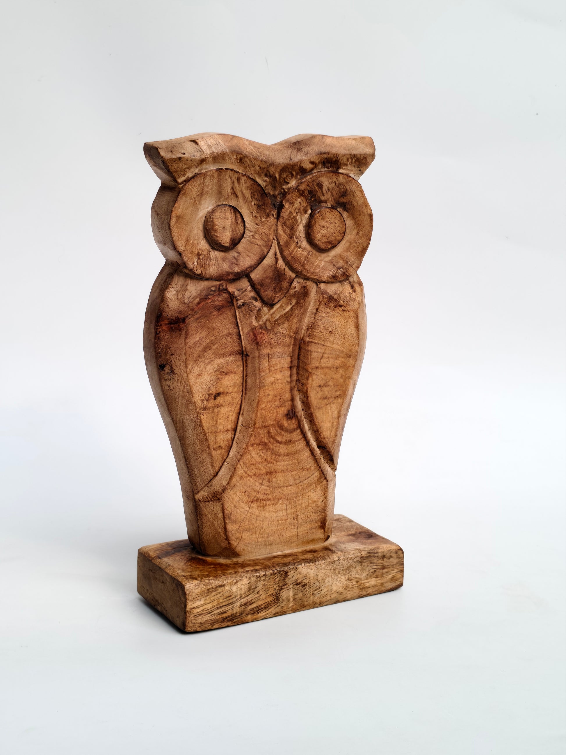 Hand-Carved Wooden Owl Figurine