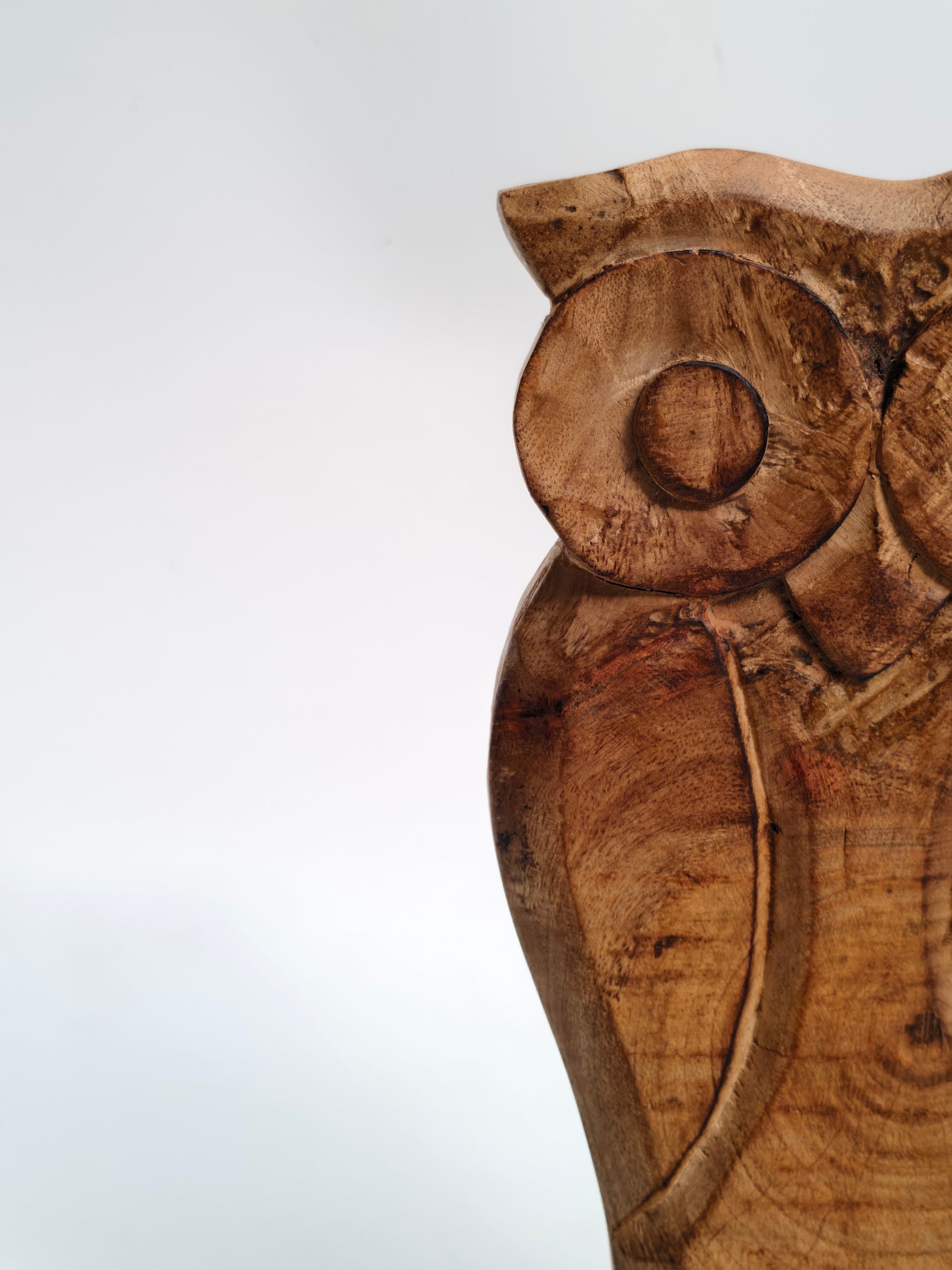 Hand-Carved Wooden Owl Figurine