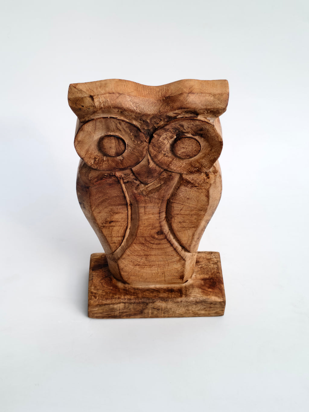 Hand-Carved Wooden Owl Figurine