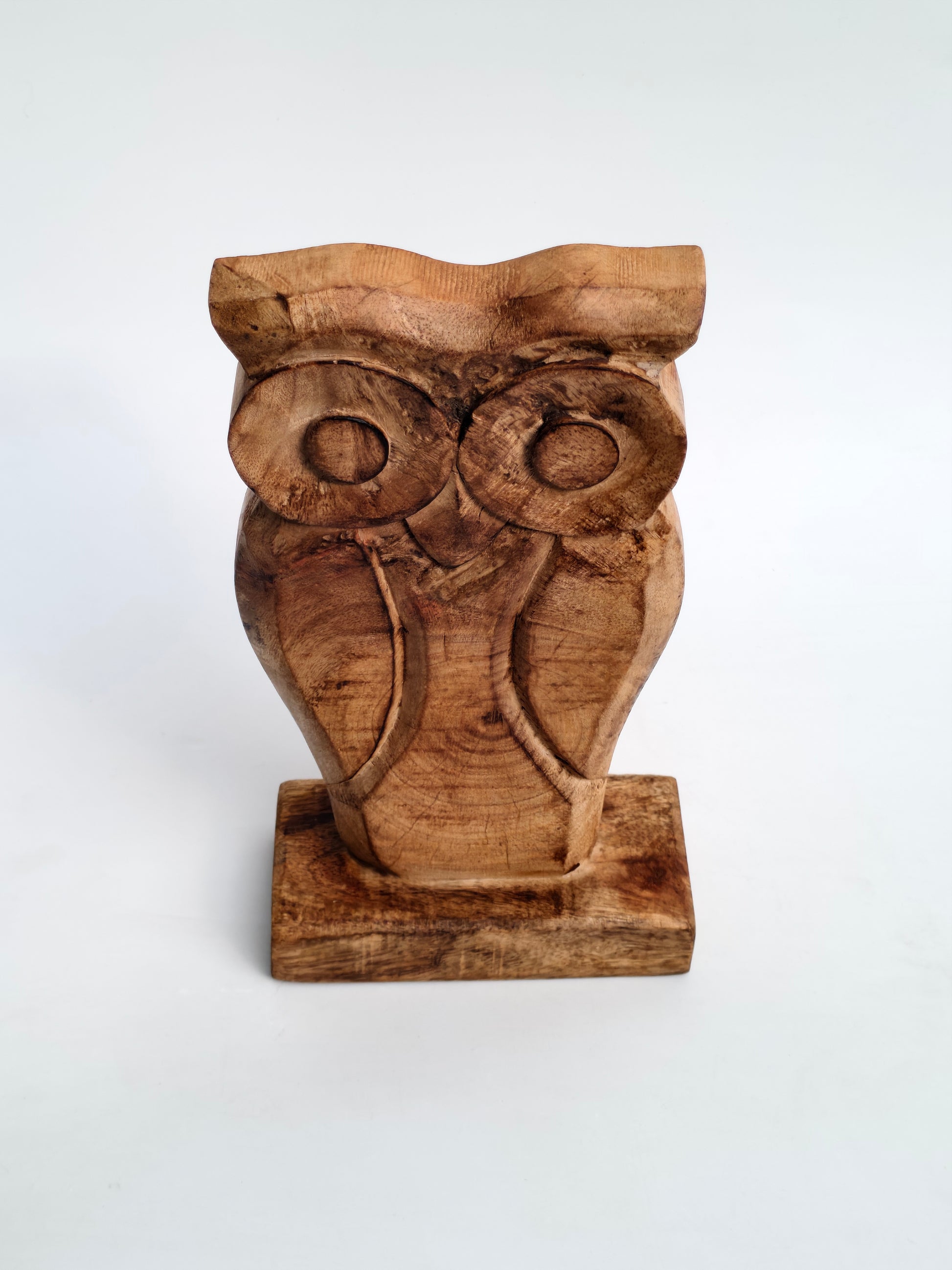 Hand-Carved Wooden Owl Figurine