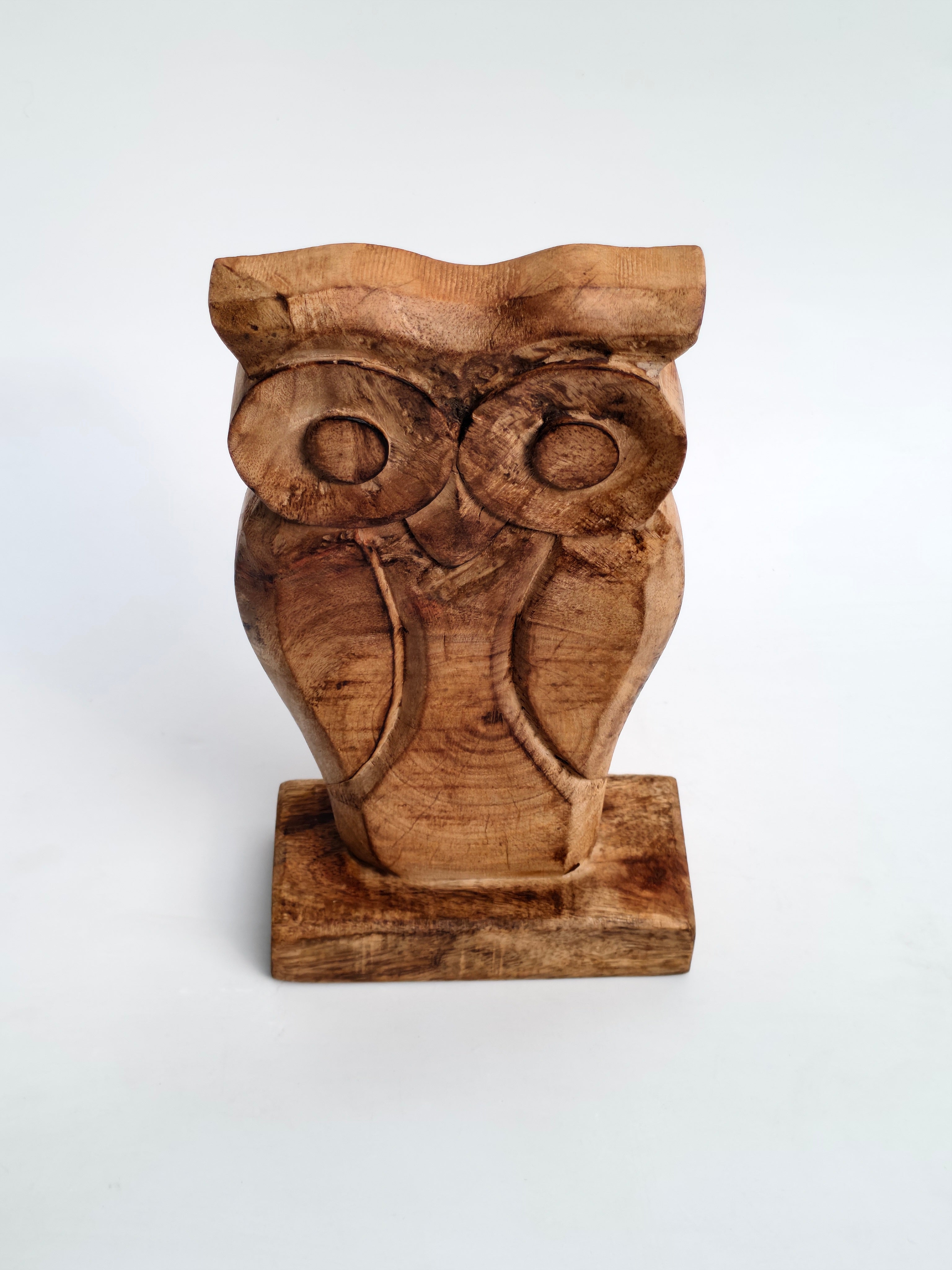 Hand-Carved Wooden Owl Figurine