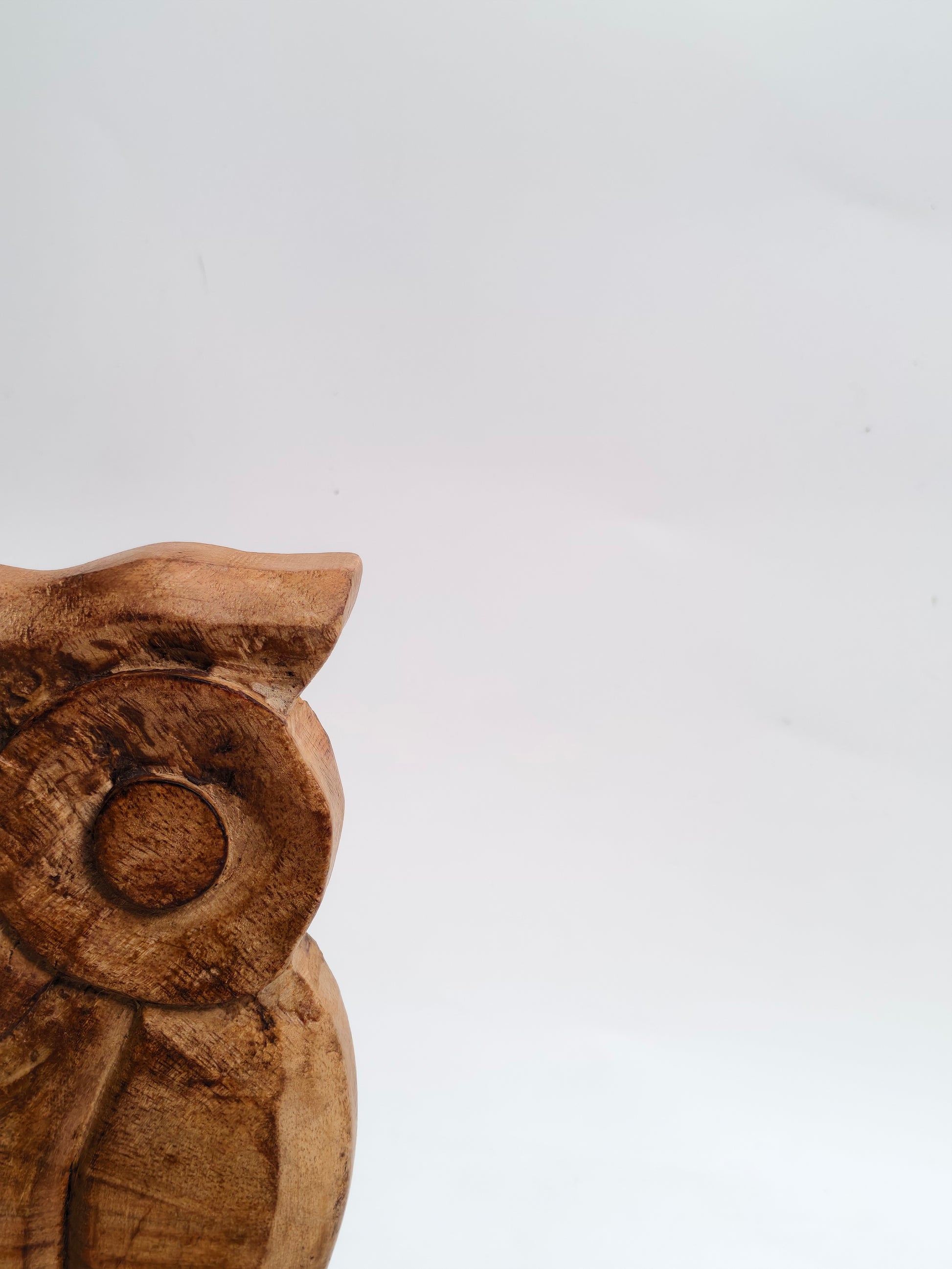 Hand-Carved Wooden Owl Figurine