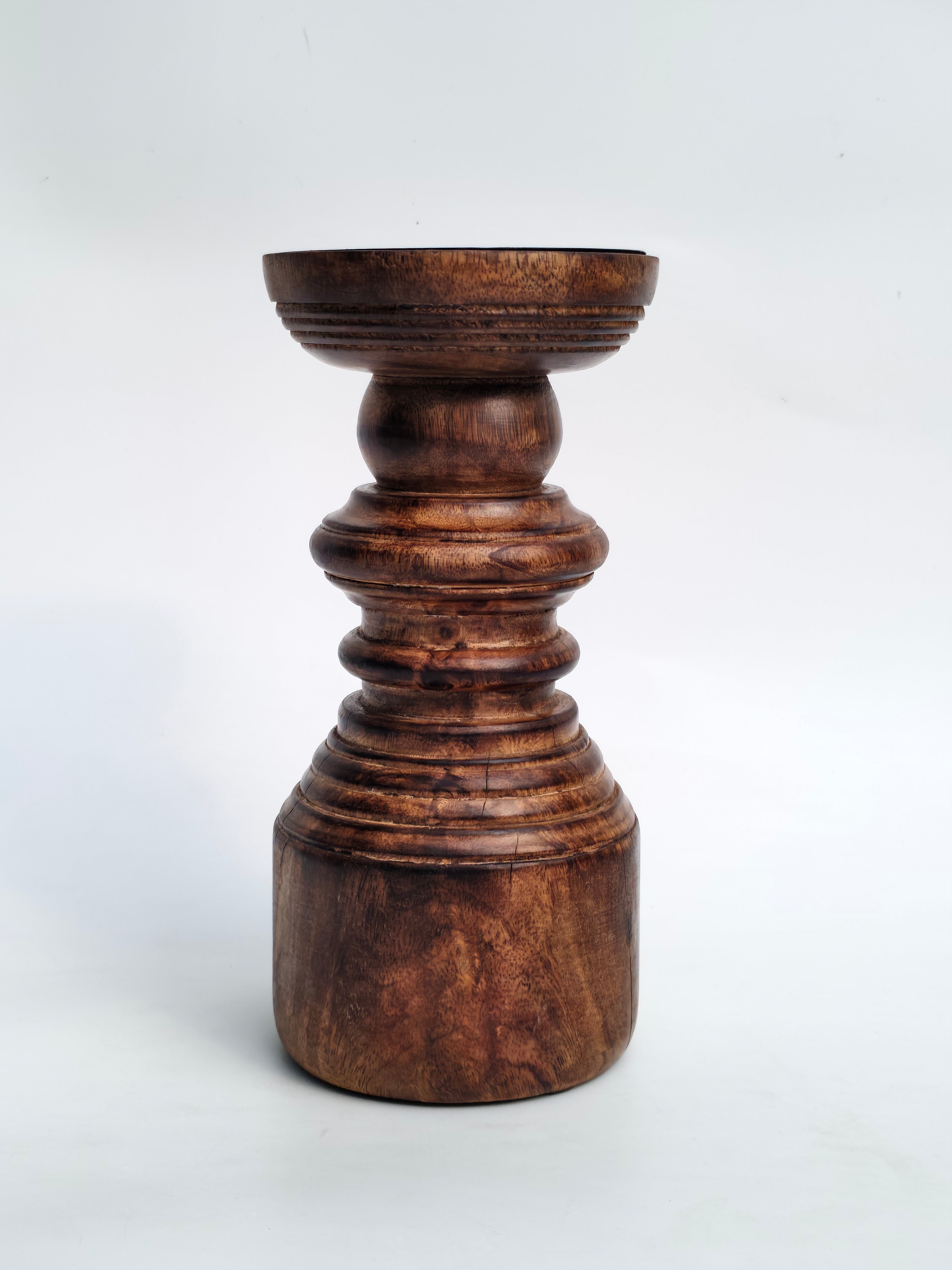 Handcrafted Wooden Pedestal Stand – Rustic Candle or Planter Riser