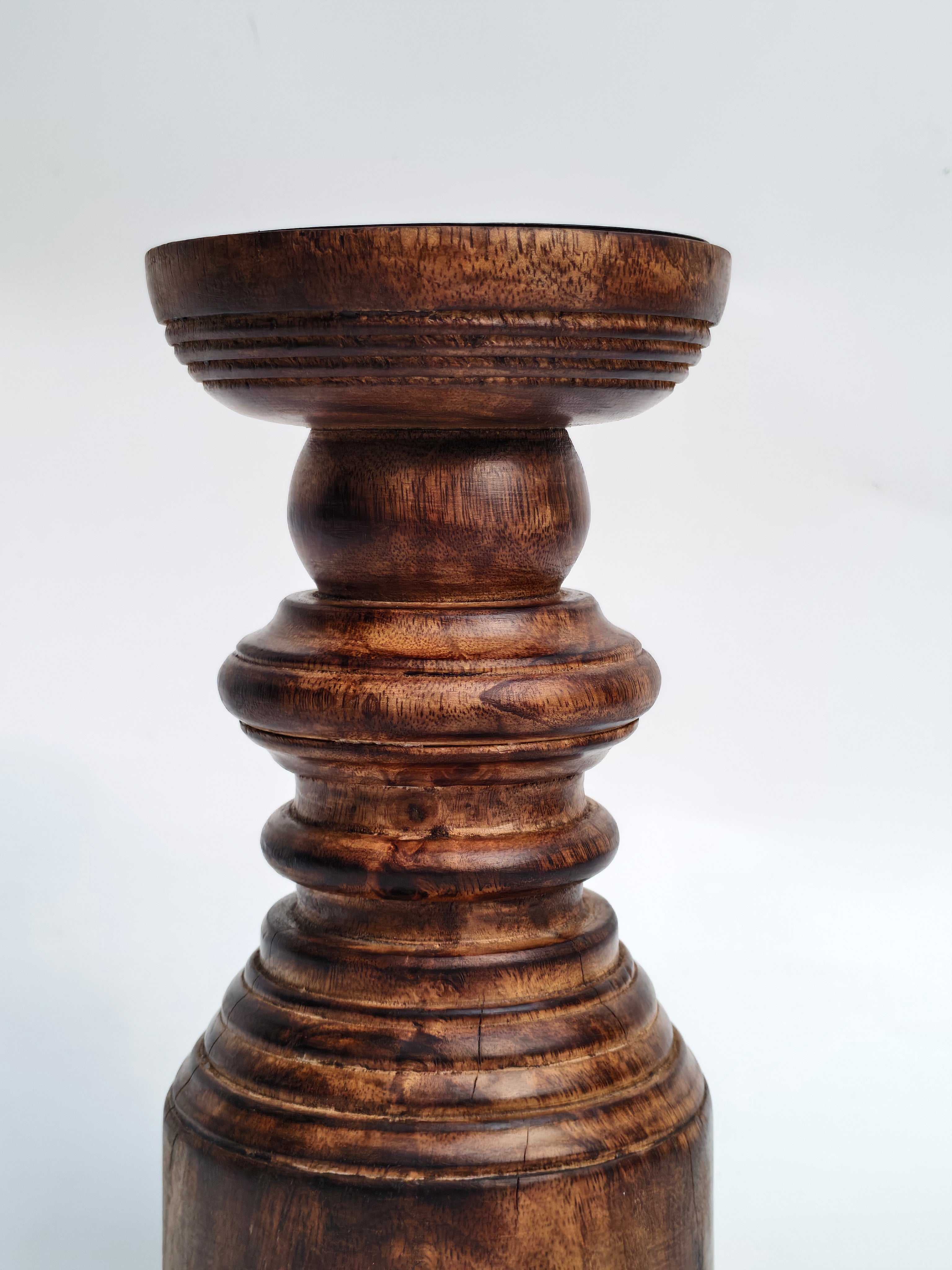 Handcrafted Wooden Pedestal Stand – Rustic Candle or Planter Riser