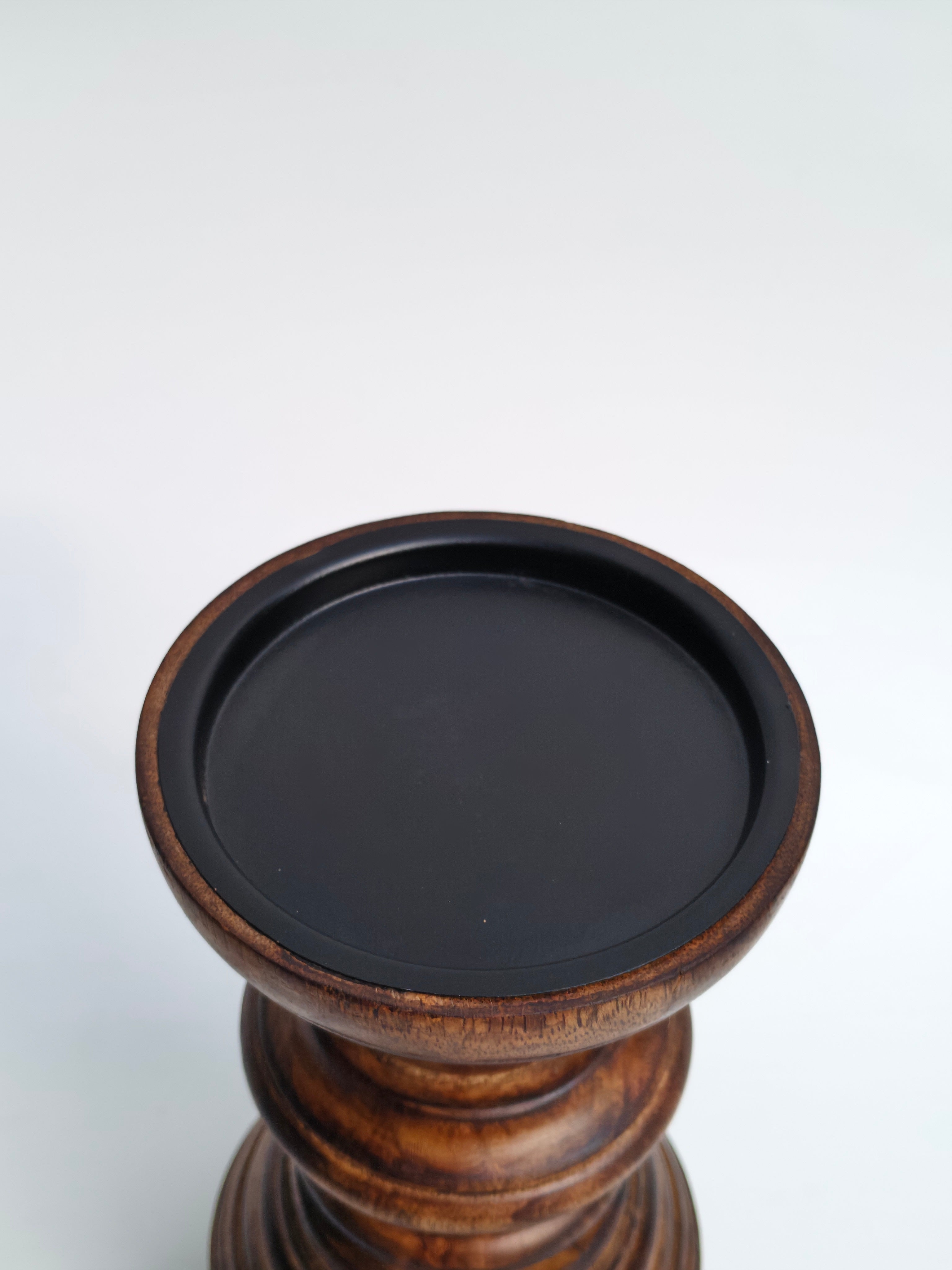 Handcrafted Wooden Pedestal Stand – Rustic Candle or Planter Riser