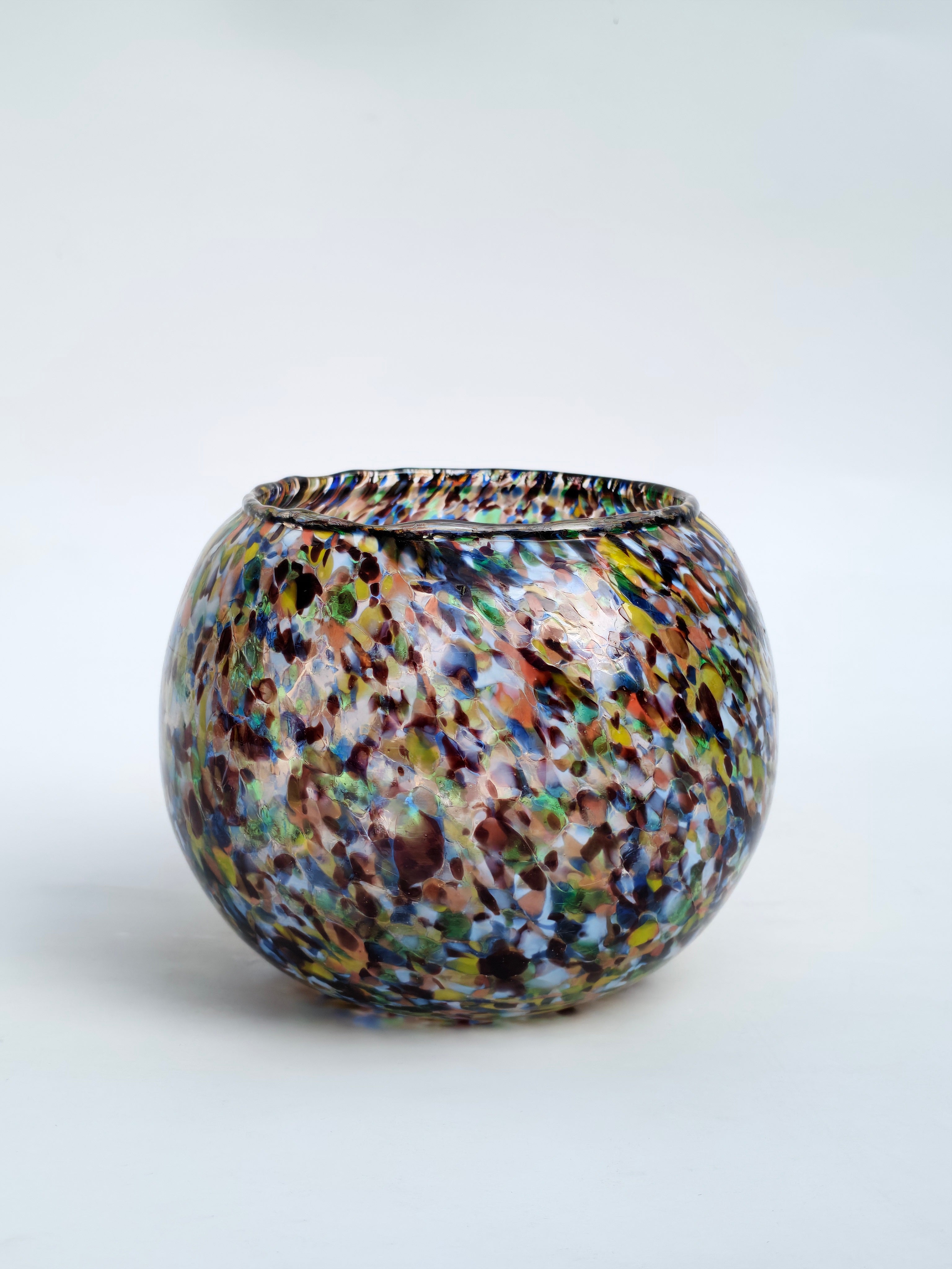 Multi-Color Speckled Art Glass Vase