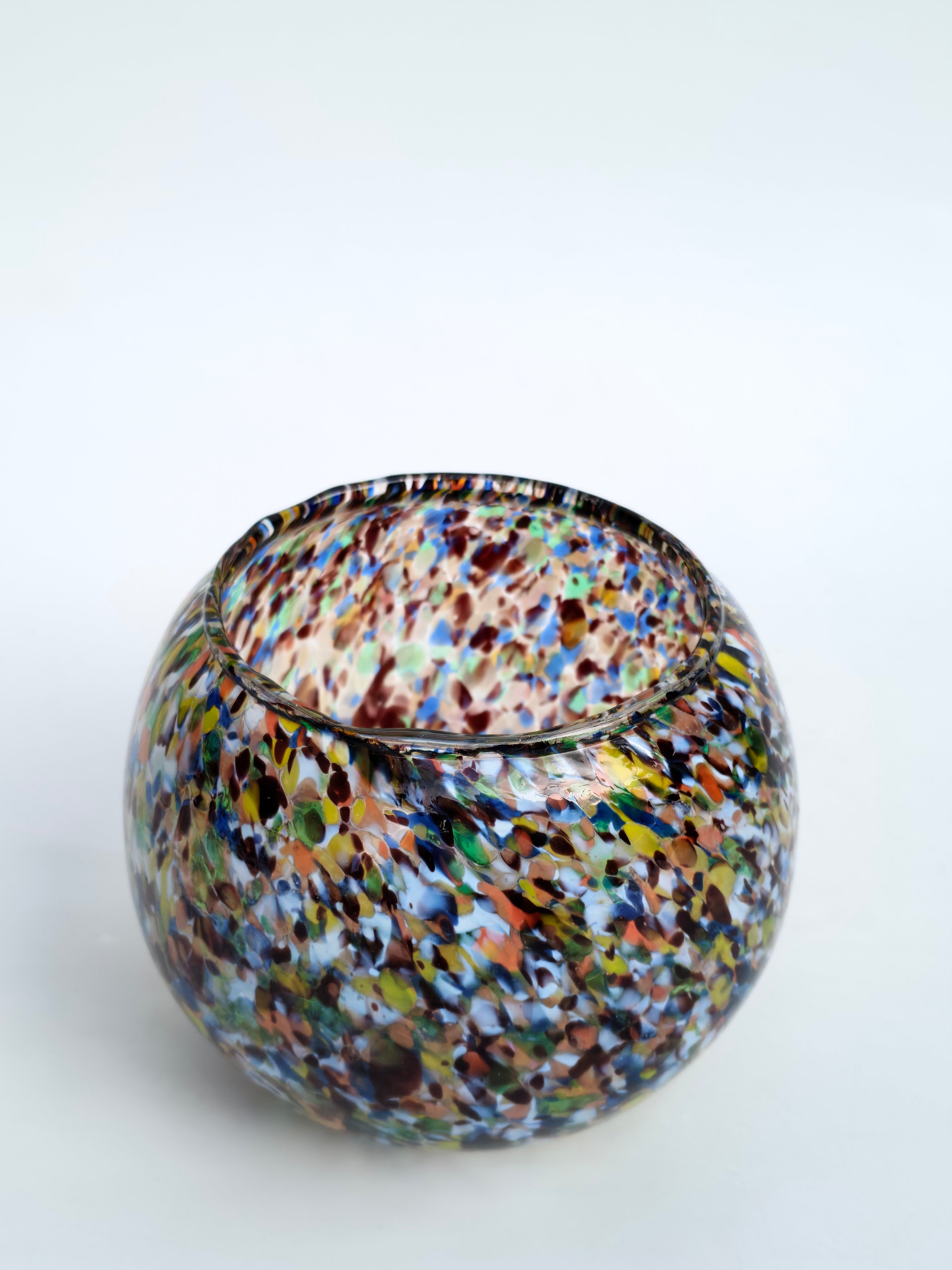Multi-Color Speckled Art Glass Vase