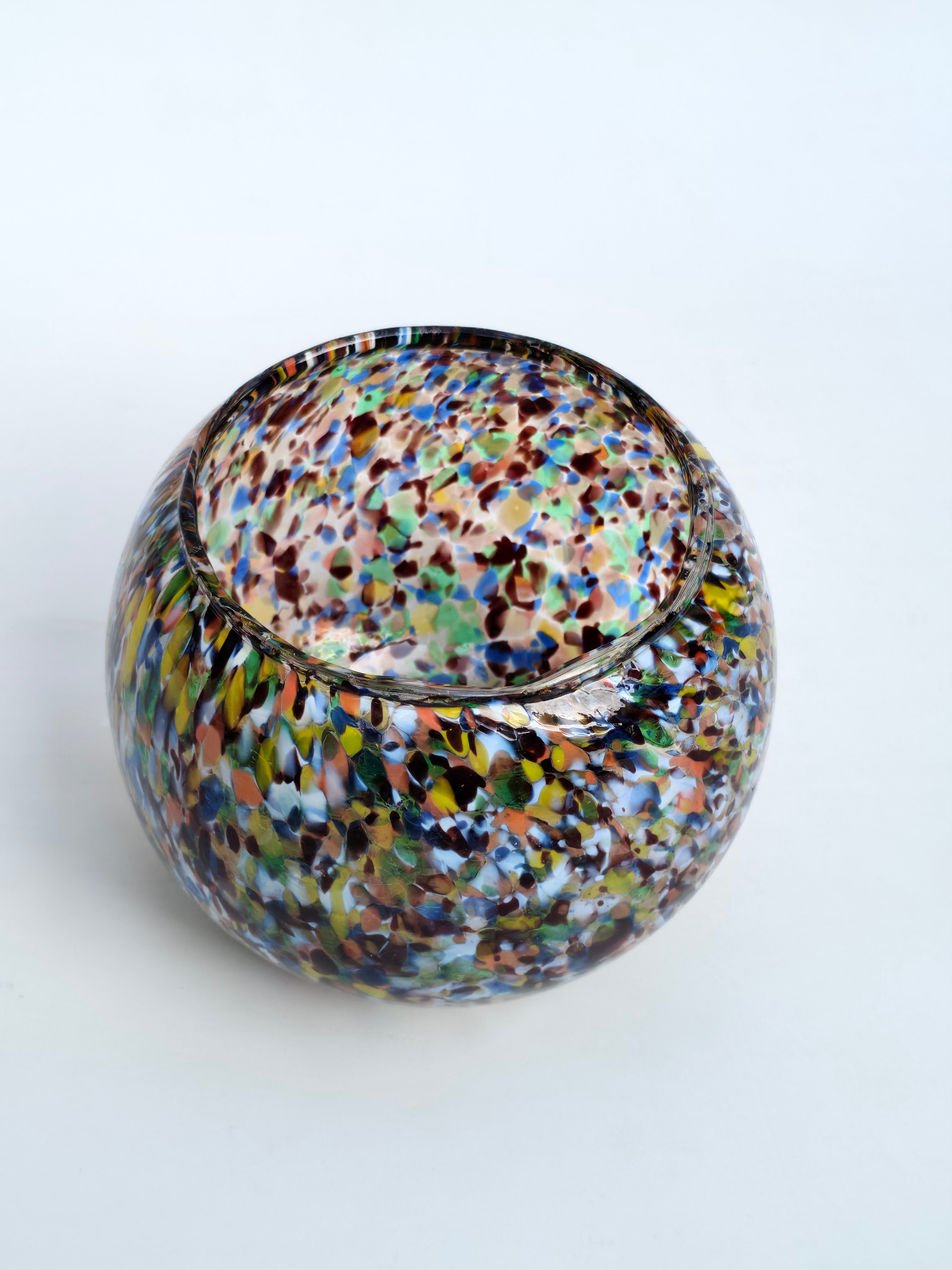 Multi-Color Speckled Art Glass Vase