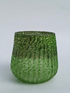 Textured Emerald Green Glass Vase / Candle Holder