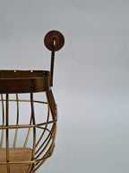 Gold Metal Wire Storage Basket with Wooden Handles