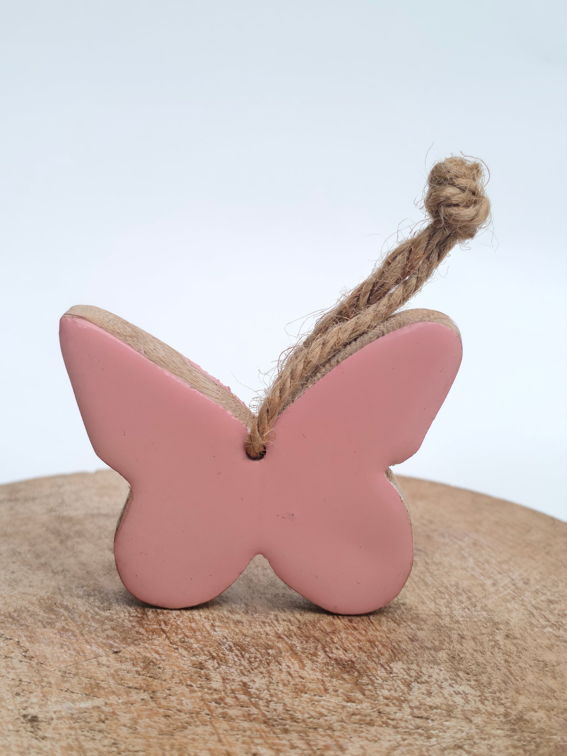 Pink Wooden Butterfly Charm / Hanging