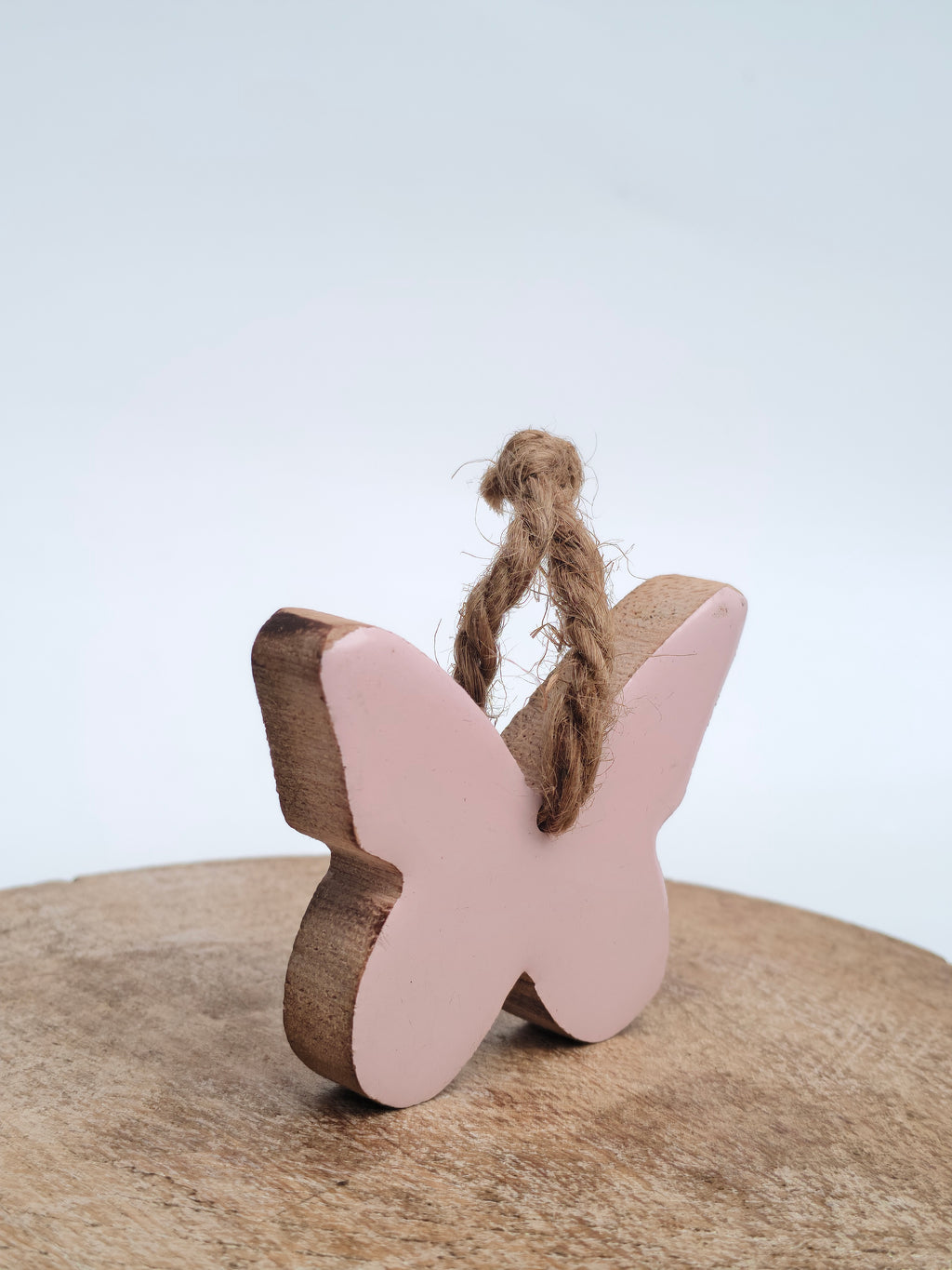 Pink Wooden Butterfly Charm / Hanging
