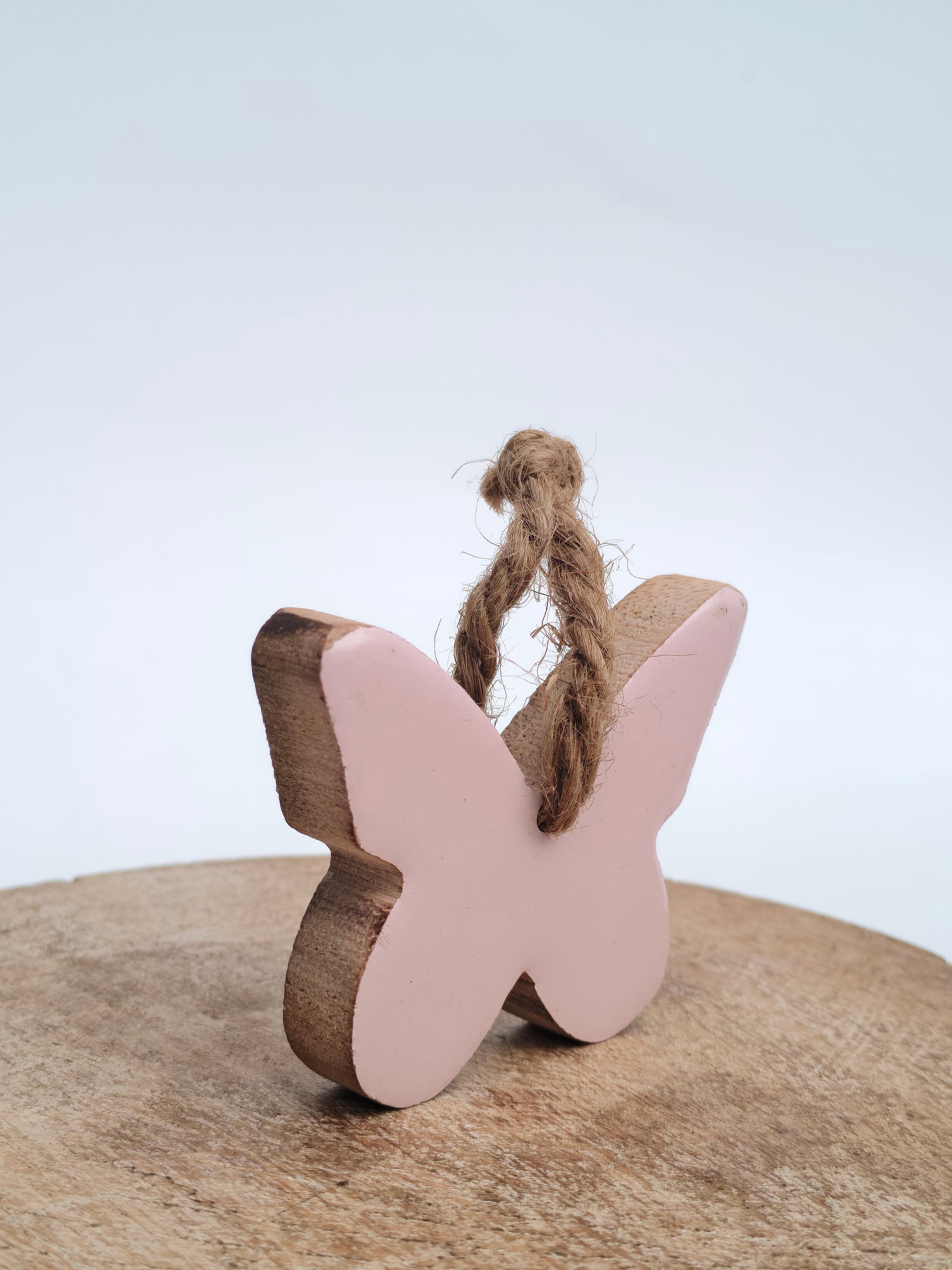 Pink Wooden Butterfly Charm / Hanging