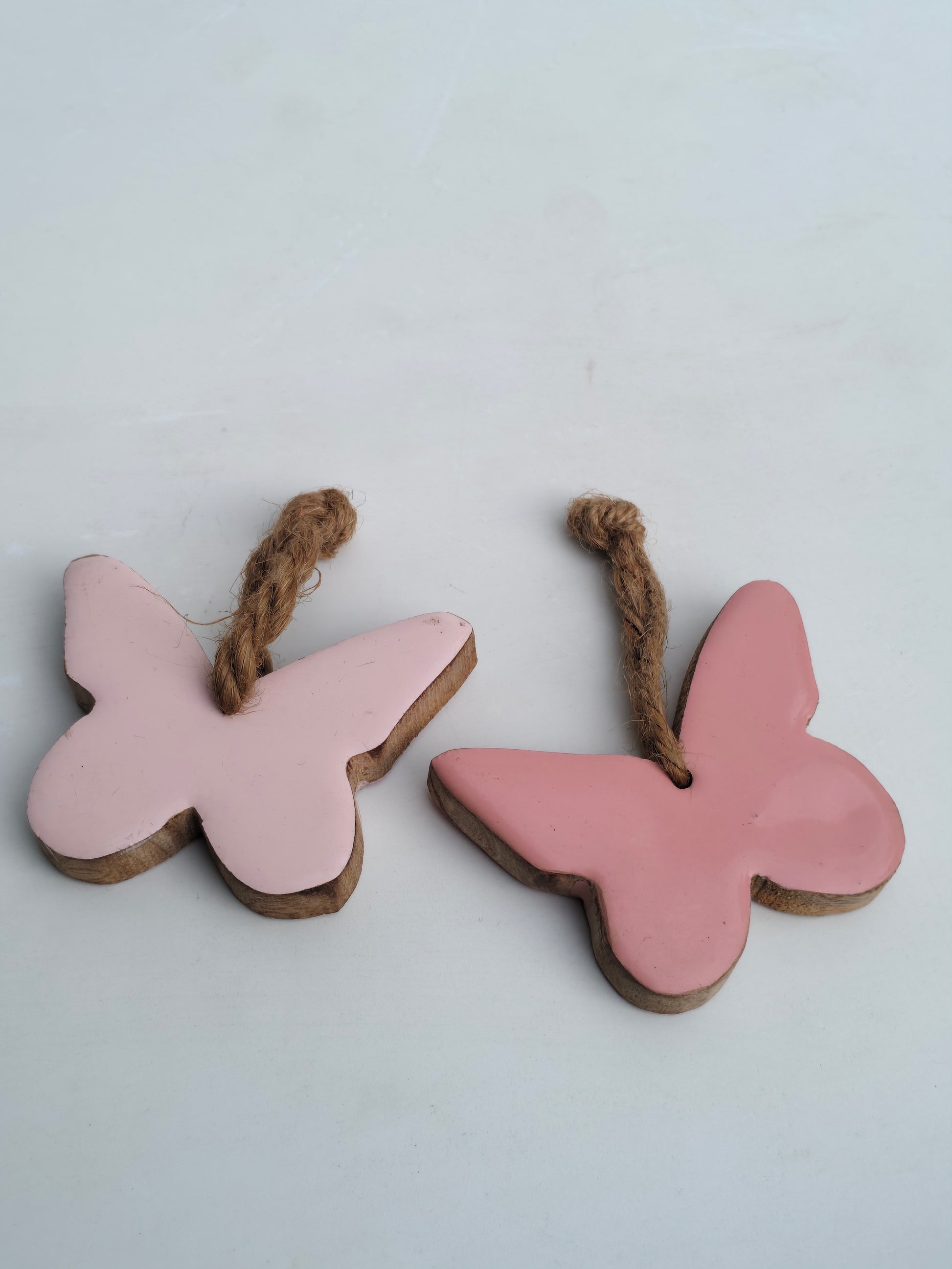 Pink Wooden Butterfly Charm / Hanging