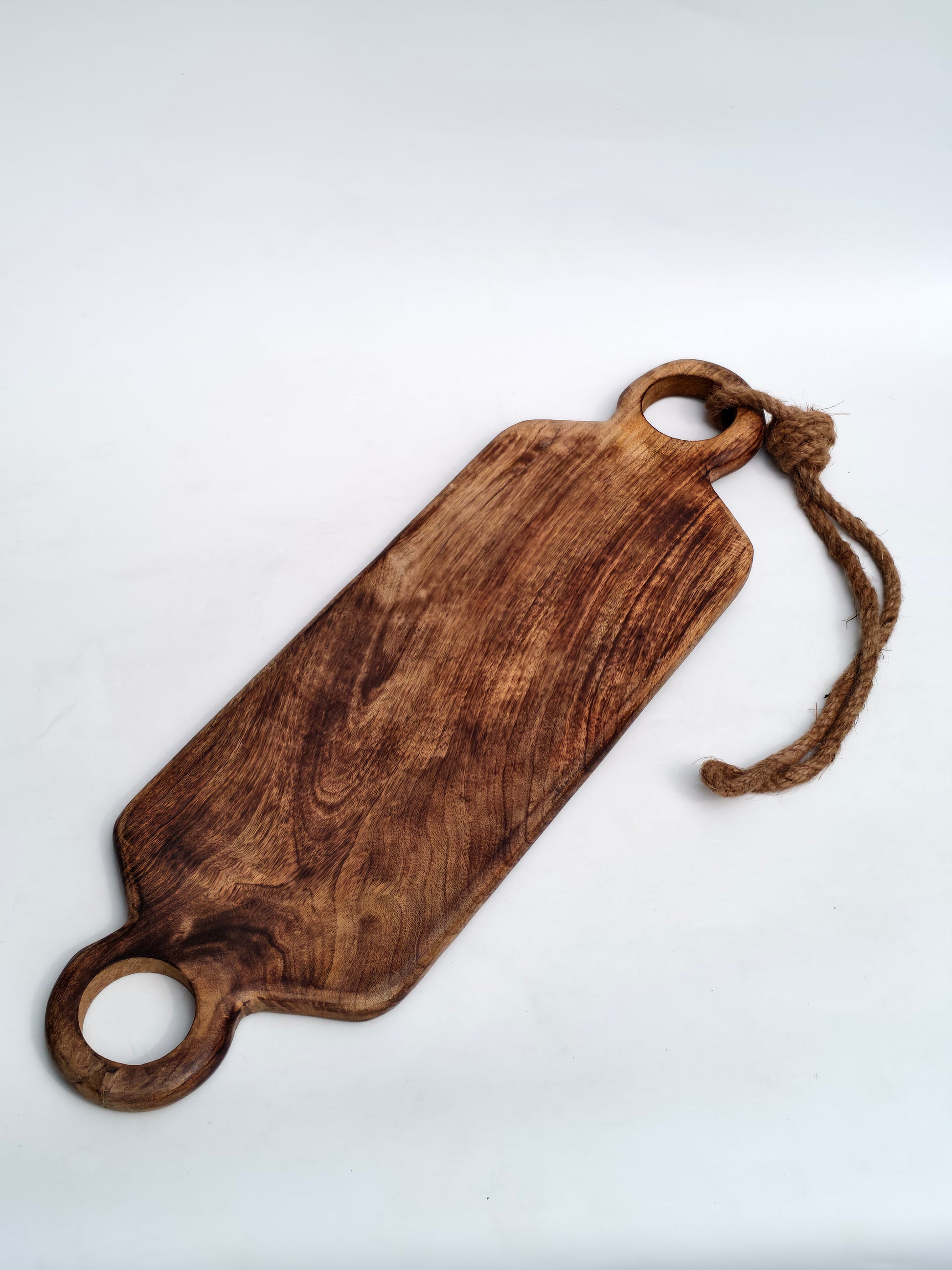 Rustic Wooden Charcuterie & Serving Board with Dual Handles