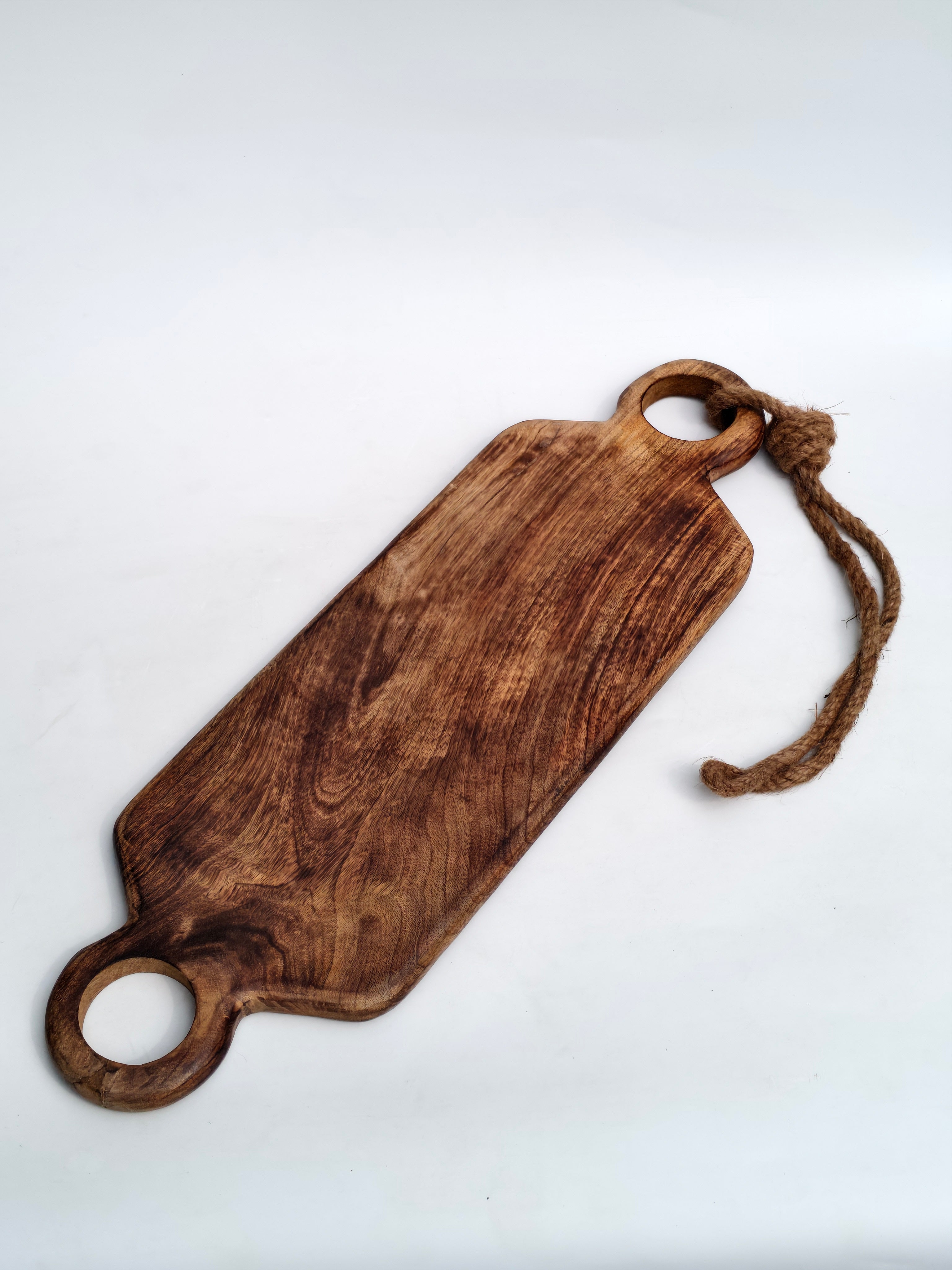 Rustic Wooden Charcuterie & Serving Board with Dual Handles