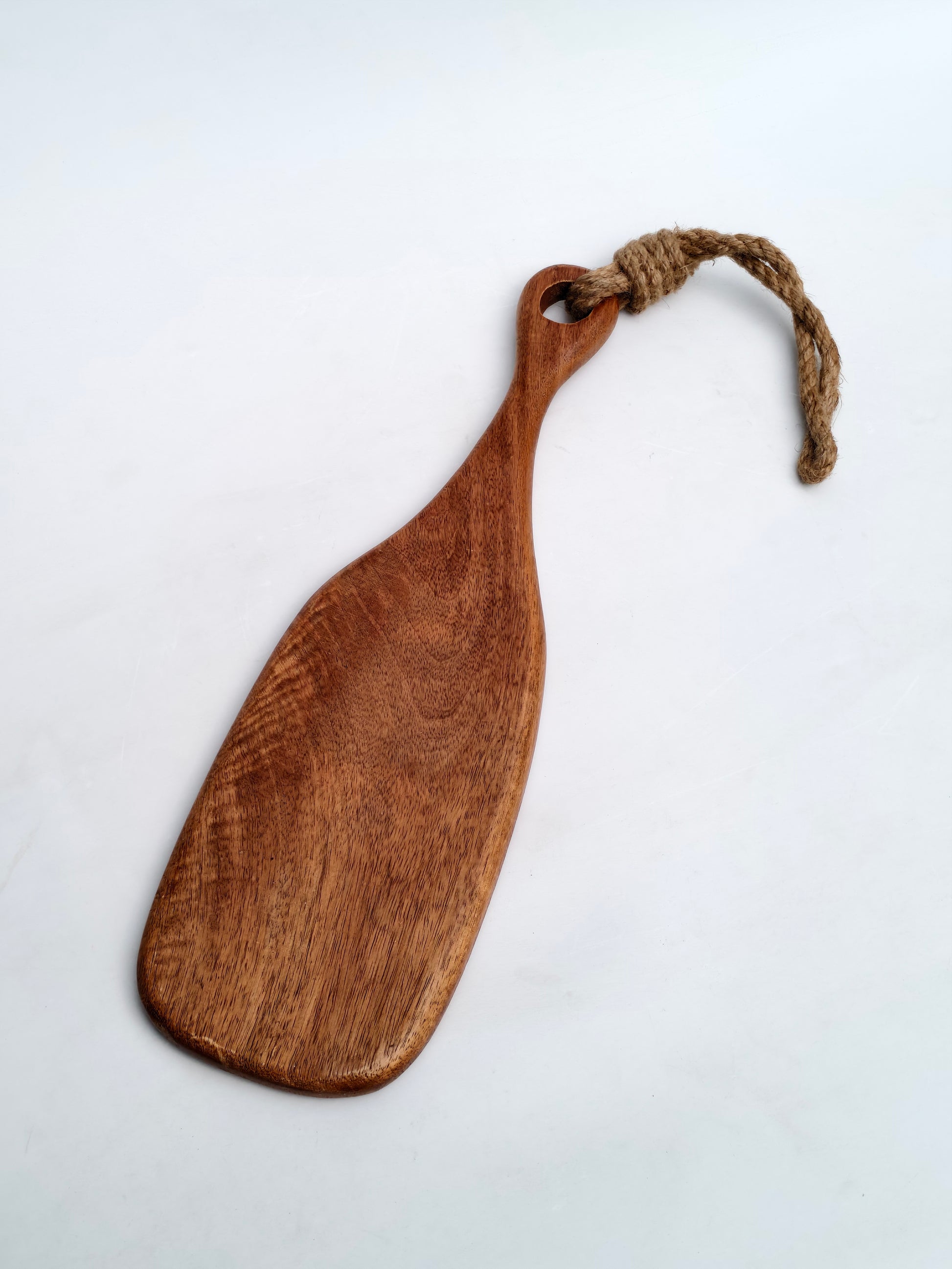 Handcrafted Wooden Serving Paddle Board with Rope Handle