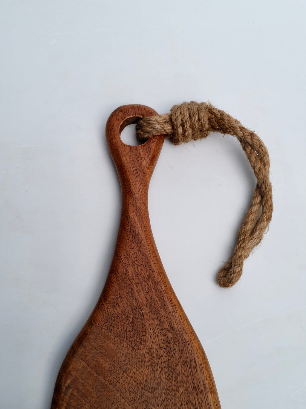 Handcrafted Wooden Serving Paddle Board with Rope Handle