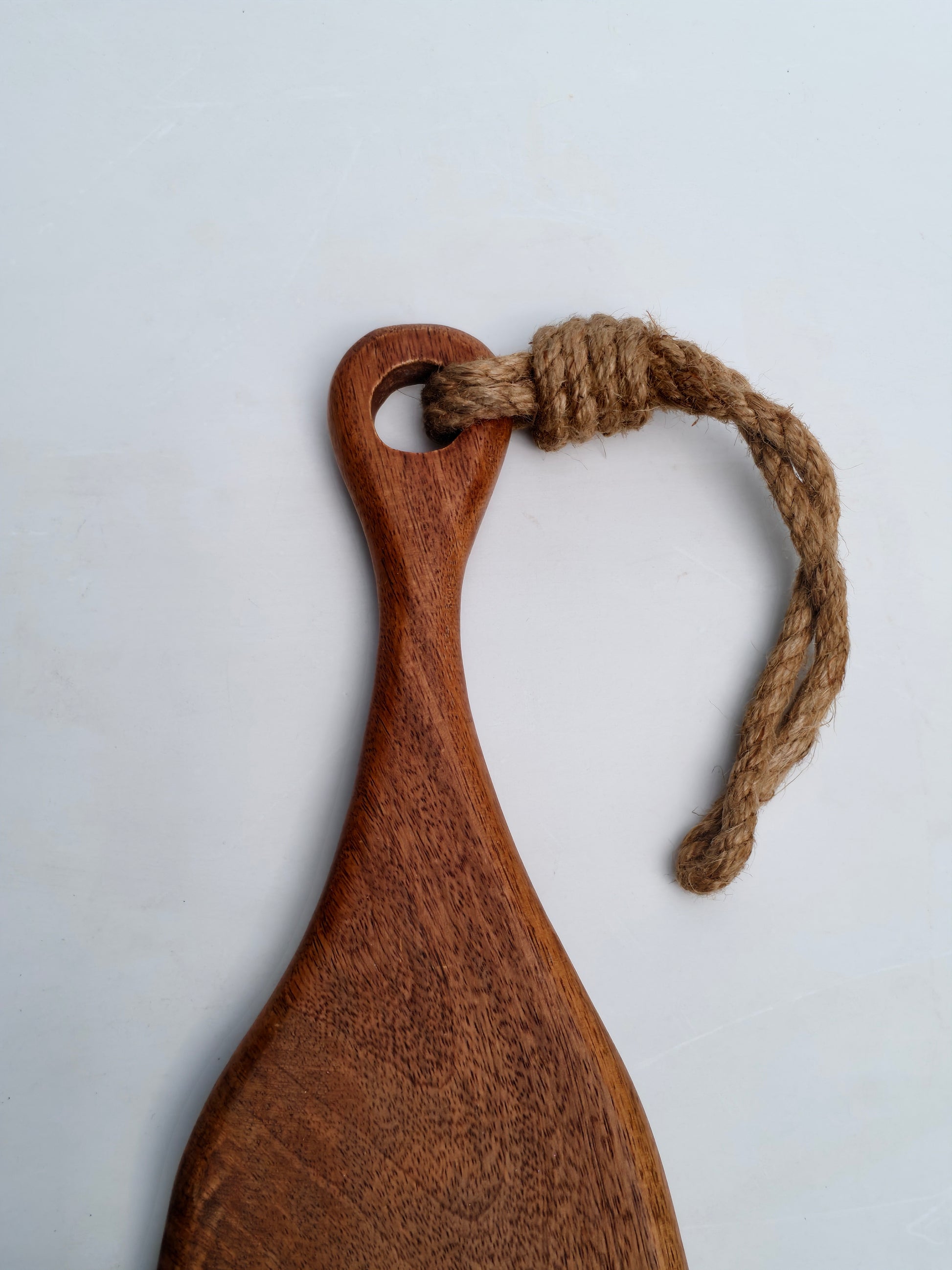 Handcrafted Wooden Serving Paddle Board with Rope Handle